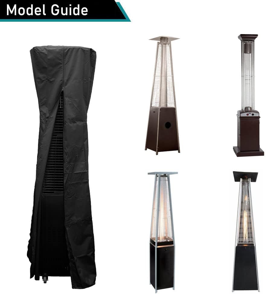 ZJYWSCH Patio Heater Cover Outdoor Waterproof 600D Heavy Duty Outside Pyramid Torch Heater Cover with Zipper 23" x 23" x 90" Weather Resistant