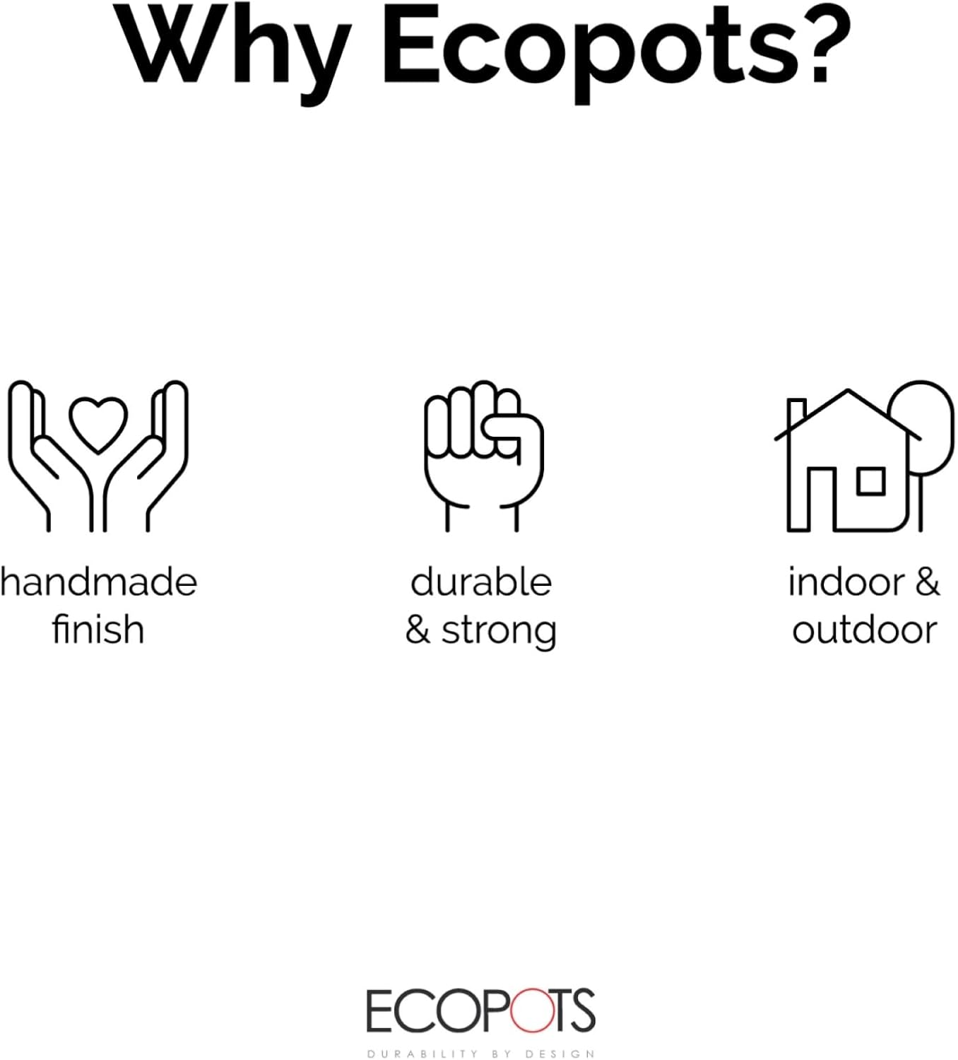 Ecopots Amsterdam Durable Modern Round Indoor/Outdoor Recycled-Based Composite Flower Pot Planter, Pure White, 12"