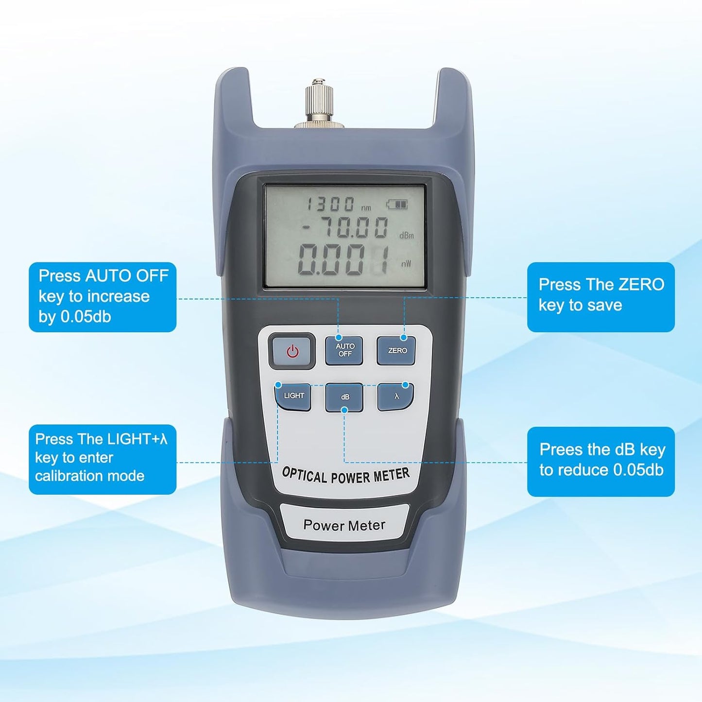 PATIKIL 650nm Fiber Optical Tester, Optical Power Meter Visual Fault Locator Fiber Light Meter with 2.5mm SC FC Connector Test Equipment for Network Testing Tools