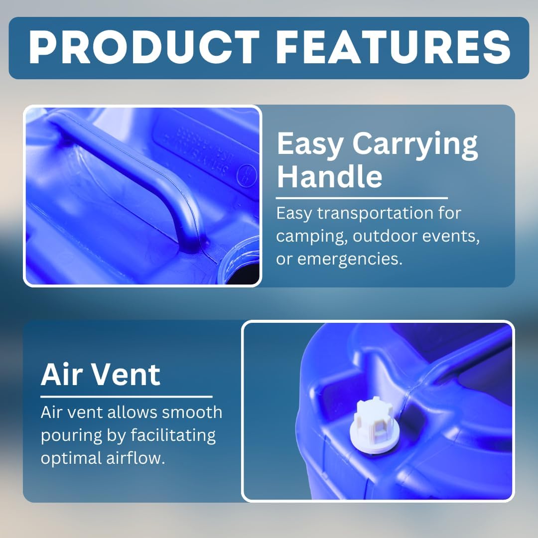 5-Gallon Stackable Water Storage Containers, 5 Gallons Each w/Lids + Spigot, Easy Fill, Survial Supply Emergency Water Storage for Camping and Disaster Preparedness, RV, 10 Gallon (2 Tanks)