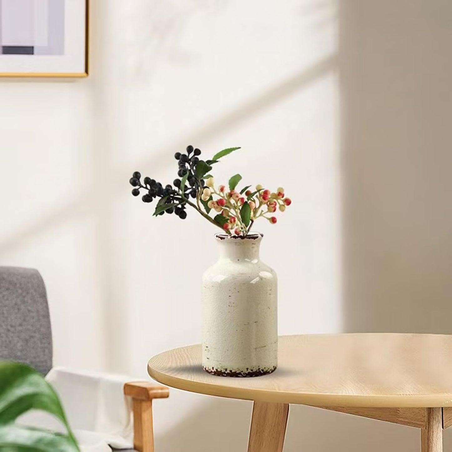 Ceramic Vase Set of 3,Small Rustic Vintage Decorative Vase for Home Decor,Modern Farmhouse Vases for Living Room,Table Shelf,Centerpieces,Fireplace and Entrance Decorative-Multicolor