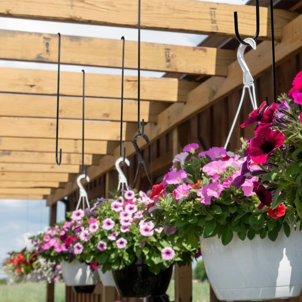 Vindar 4 Pack 16.5 Inches Bird Feeder Hook Extra Large S Hooks Heavy Duty Hooks Hangers for Tree Branch, Bird Feeder, Hummingbirds Feeders, Bird House, Office, Wind Chimes, Lanterns, Gardening Tools