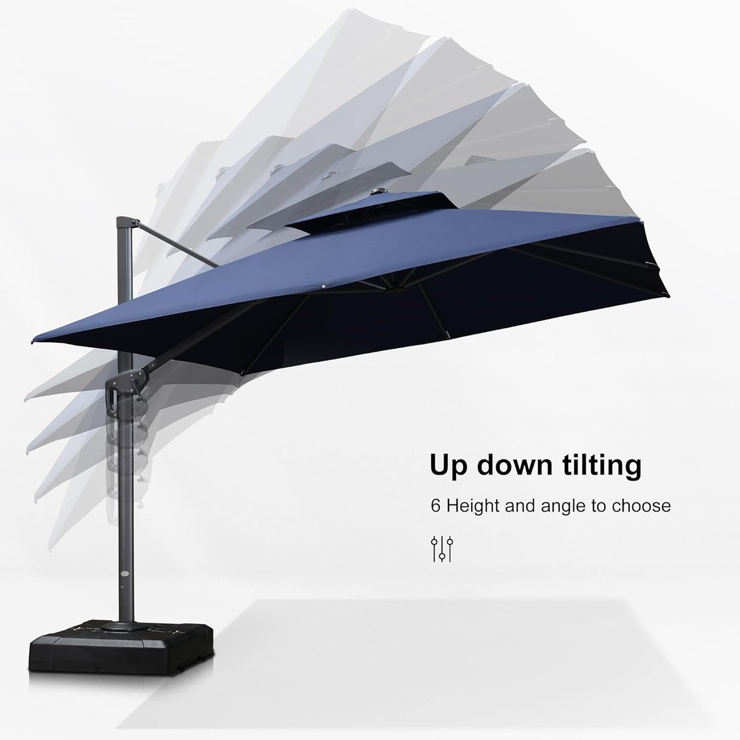 PURPLE LEAF 9' X 12' Patio Umbrella with Base Outdoor Rectangle Umbrella Large Cantilever Umbrella Heavy Duty Outdoor Market Umbrella for Garden Deck Backyard Pool Navy