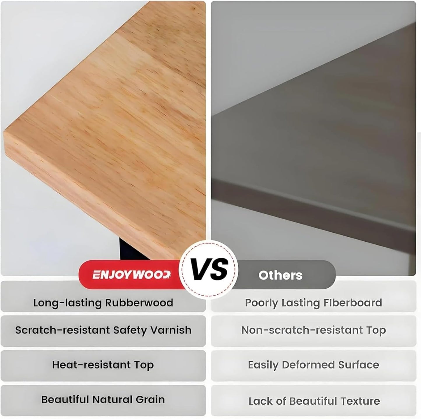 Work Bench for Garage 48 x 20 Inch Adjustable Height Rubberwood Tabletop Work Table with Pegboard, Power Outlets Garage Workbench for Woodworking Shop, Home, Office, Electronic Cutting Wood