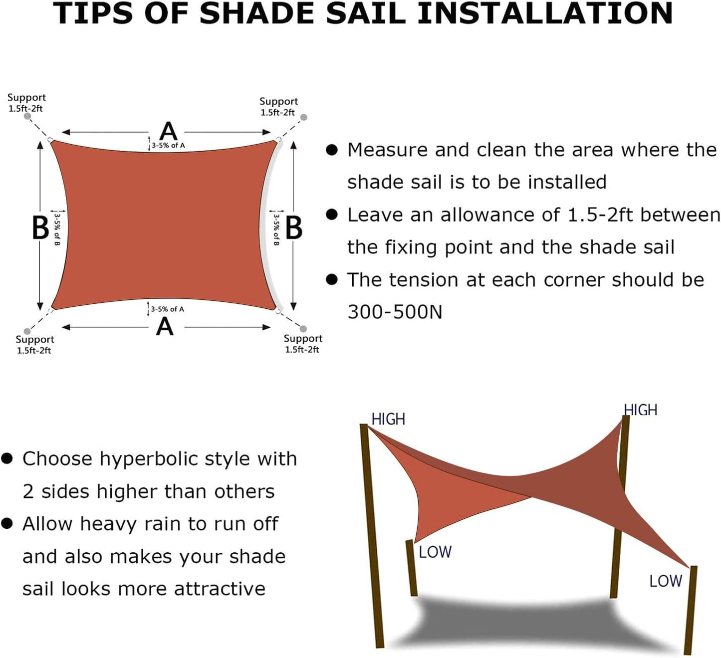 KANAGAWA 8'X8' Rust Red Custom Size Sun Shade Sail Square UV Block Canopy Cover for Patio Backyard Lawn Garden Outdoor (Customized Available)