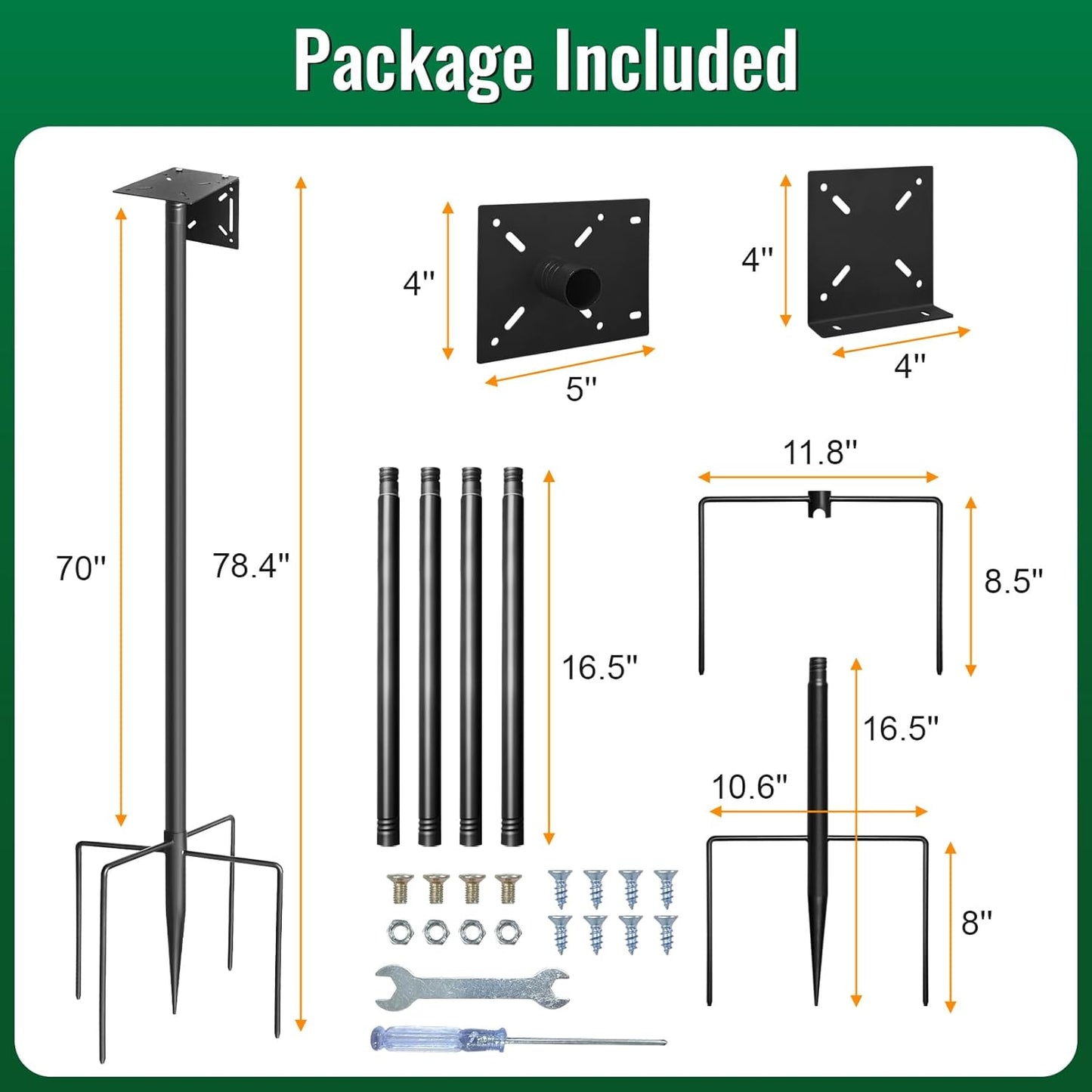 Bird Feeder Pole, 76in Adjustable Bird House Pole for Outdoors, Heavy Duty Smart Feeder Pole Mount Kit for Feeders, Birdhouse, Weather Station, Birdwatching