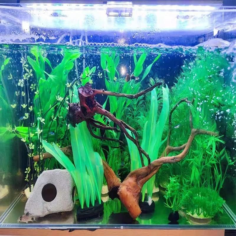 1Pcs Aquarium Decoration Green Plants Simulation Artificial Water Grass Fish Tank Decor Silicone Glowing Kelp Ornament Aquarium Accessories,Green,9.84in