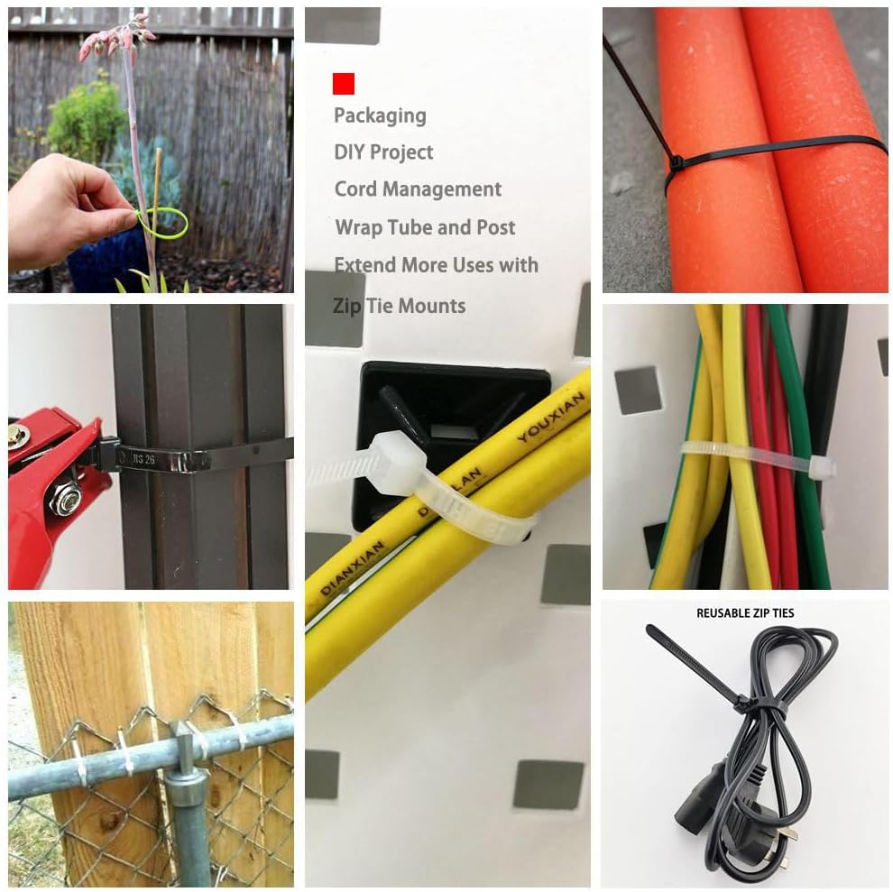 HS Durable Plastic Zip Ties 4 Inch (Bulk-1000 Pack) Small Tie Wraps Thin 18 Lbs Self-Locking Nylon Cable Ties for Electronics Organizer, Wire Zip Ties UV Rated Black