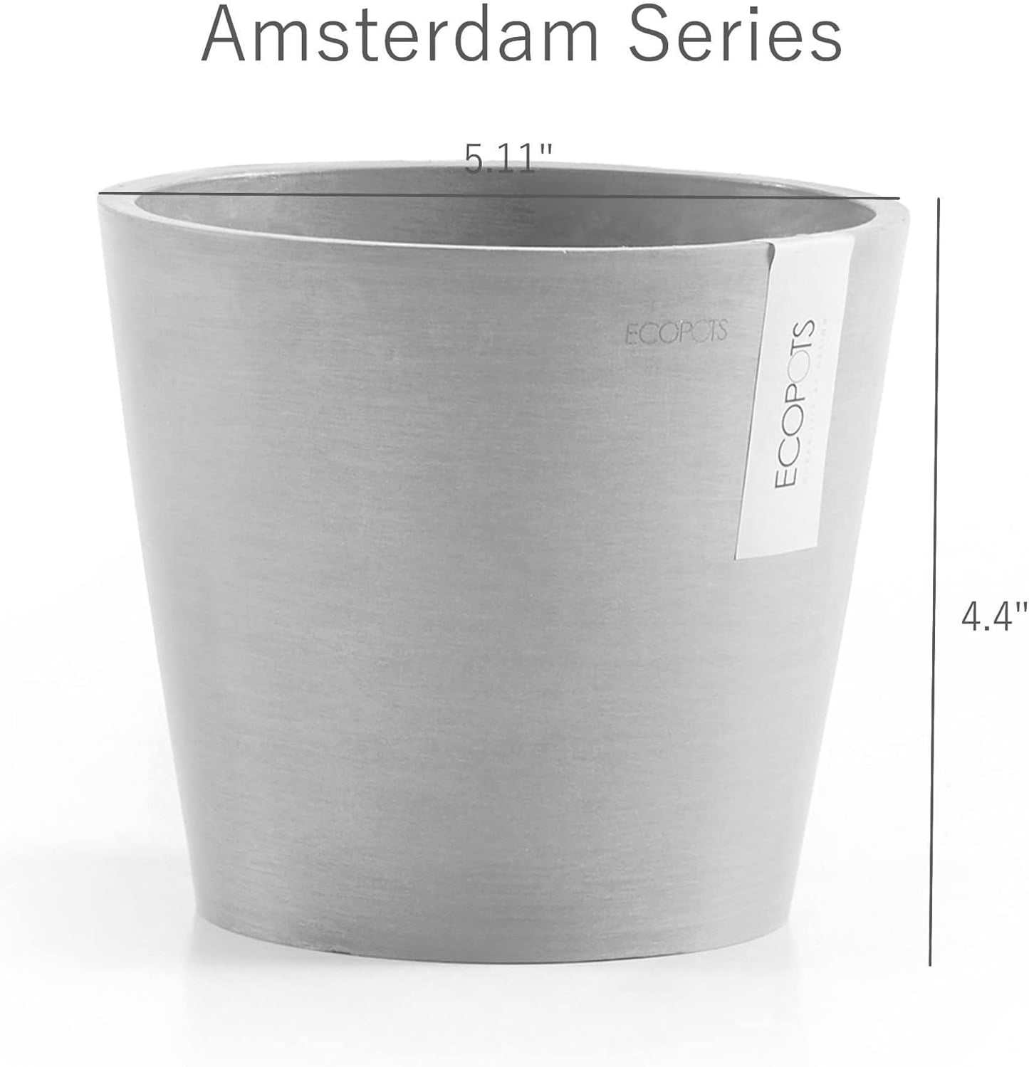 Ecopots Amsterdam Mini Durable Modern Round Recycled-Based Composite Flower Pot Planter, Taupe, 5"