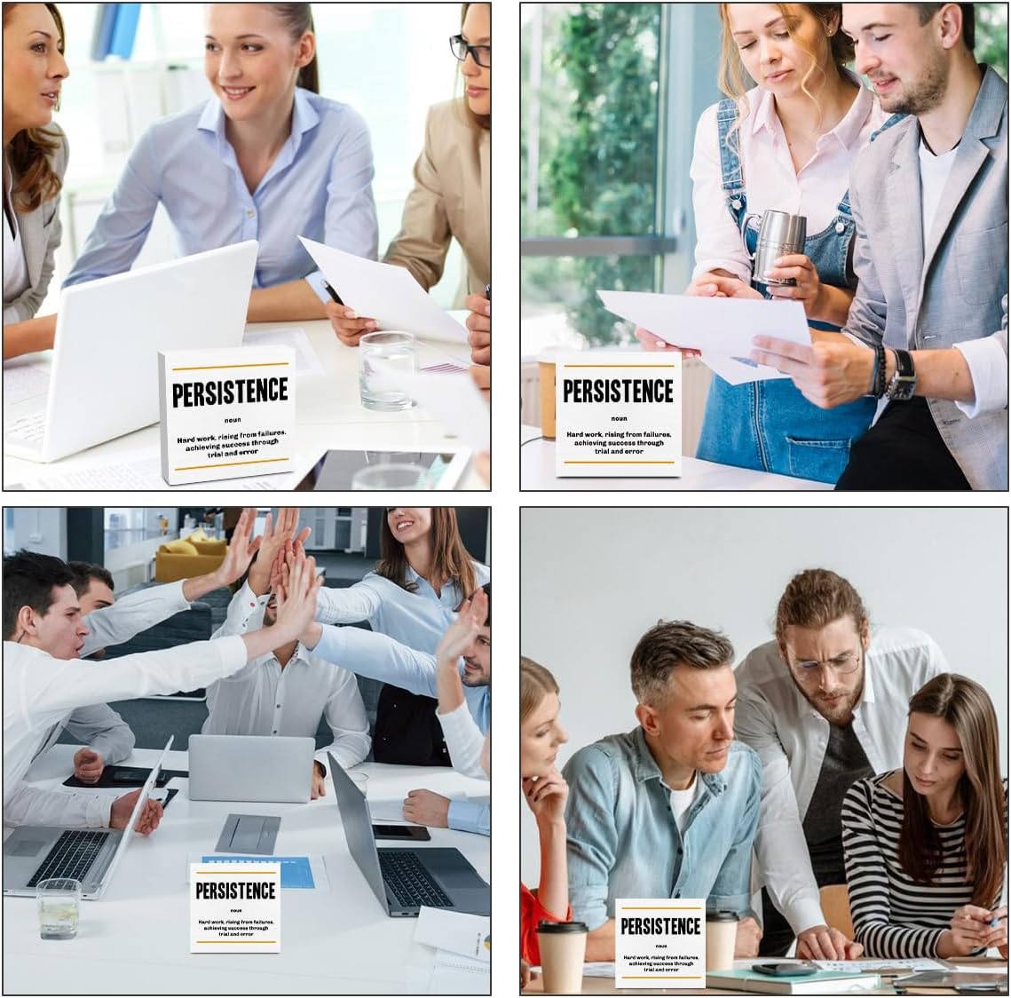 Persistence Noun Entrepreneur White Wooden Box Sign, Inspirational Office Decor Decorative Table Shelf Desk Decor, Rustic Workplace Farmhouse Home Bedroom Decor Office Decorations Desk Accessories