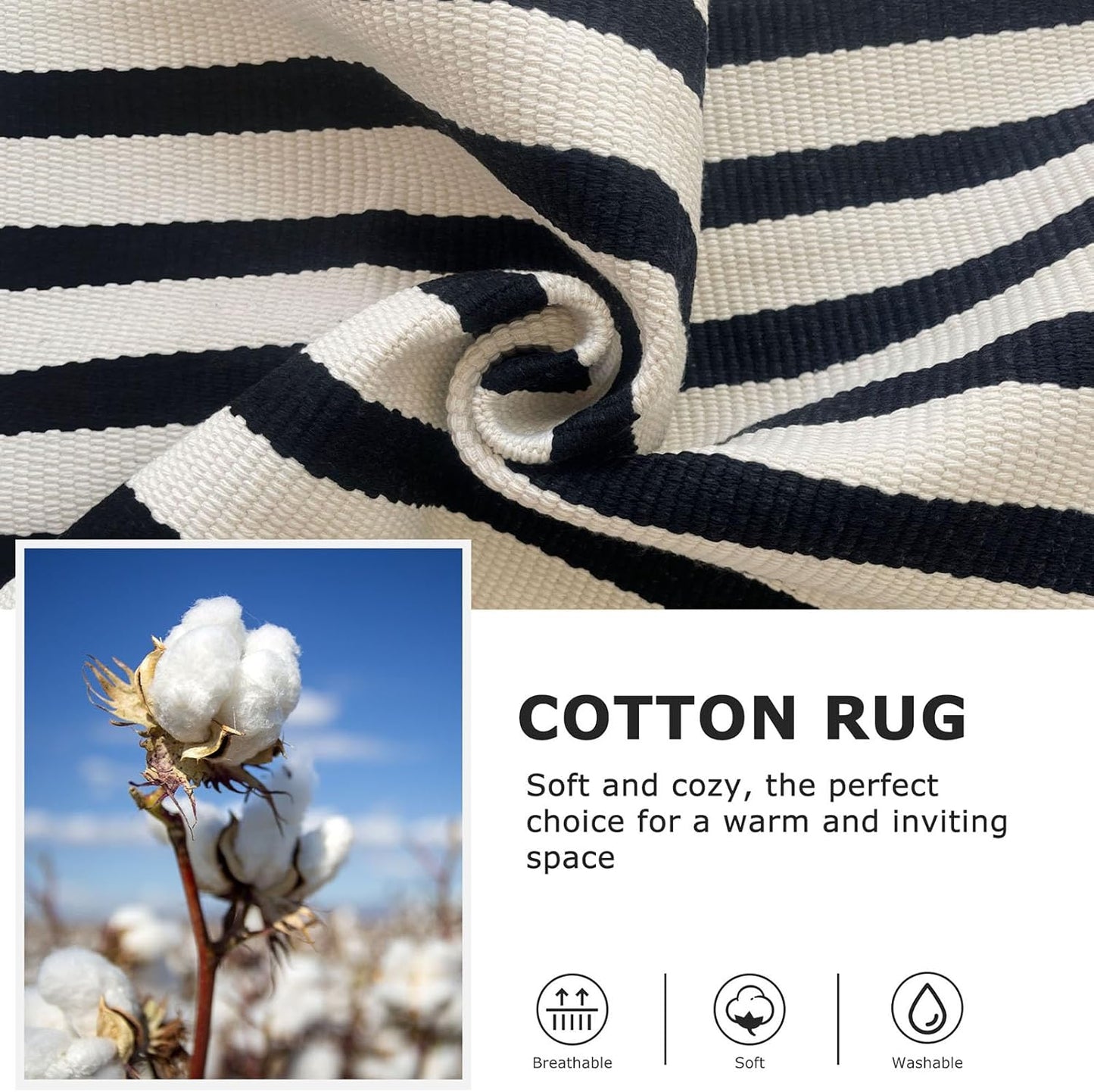 IOHOUZE Black Beige Striped Rug -2'x3' Front Door Rugs Outdoor, Small Washable Area Rug for Front Porch, Spring Summer Welcome Mats Outdoor Indoor, Doormat for Entryway Porch Entrance