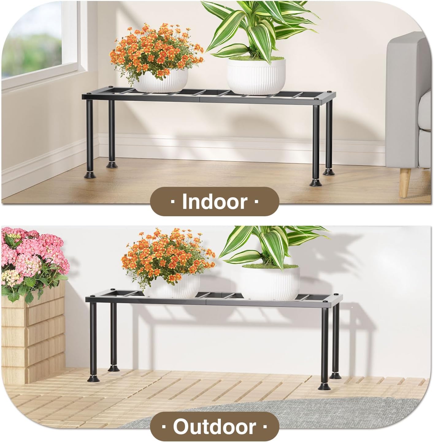 1 Tier Plant Stand: Ladder Plant Holder - Metal Flower Pot Stand - Heavy Duty Flower Rack for Living Room Patio Garden Corner Balcony and Courtyard.