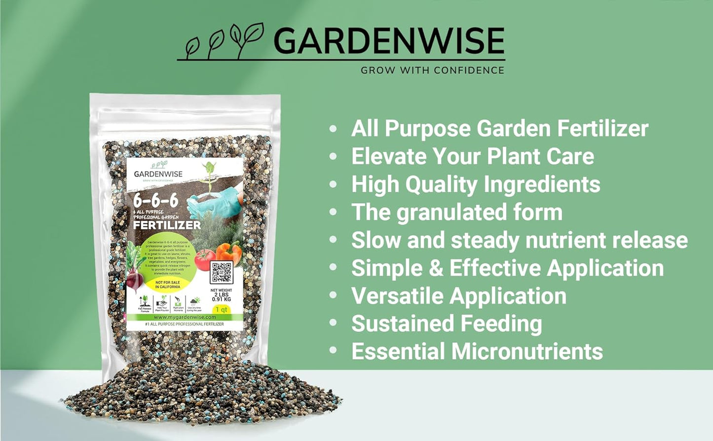 6-6-6 All-Purpose Professional Plant Food Fertilizer; Ideal for Winter Care & Spring Feeding, Perfect Balanced NPK for Indoor and Outdoor Plants (1 Quart)