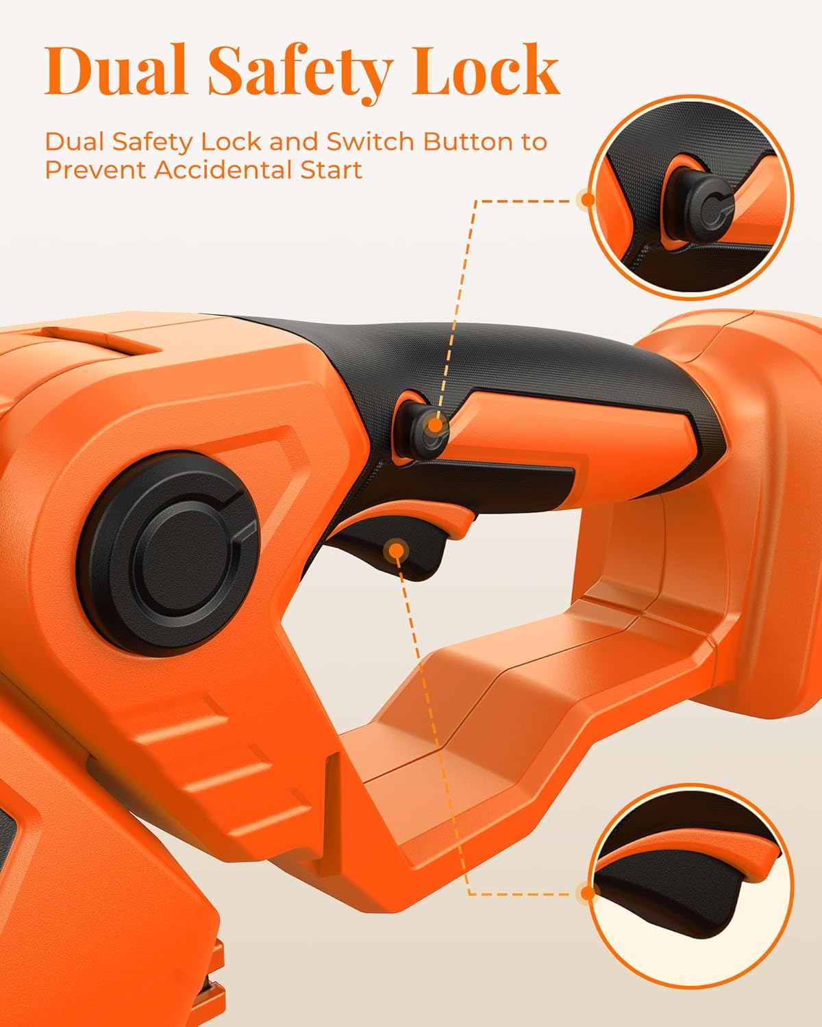 Hedge Trimmer Cordless with Battery, 2-in-1 Electric 21V Handheld Grass Shear Cutter with 2 Pack Rechargeable Battery, Mini Bush Trimmer Kit for Garden Yard Lawn Pruning, Orange