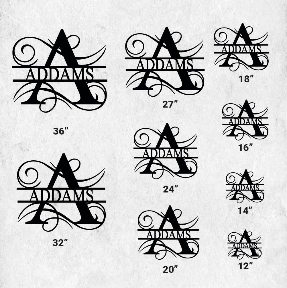 Personalized Metal Name Signs, Split Letter Monogram Wall Decor, Custom Last Name Sign, Family Name Sign for Outdoor, Personalized Wedding Gift, Garden Decor, Metal Wall Art, Housewarming Gift (MonogramDesign_6)