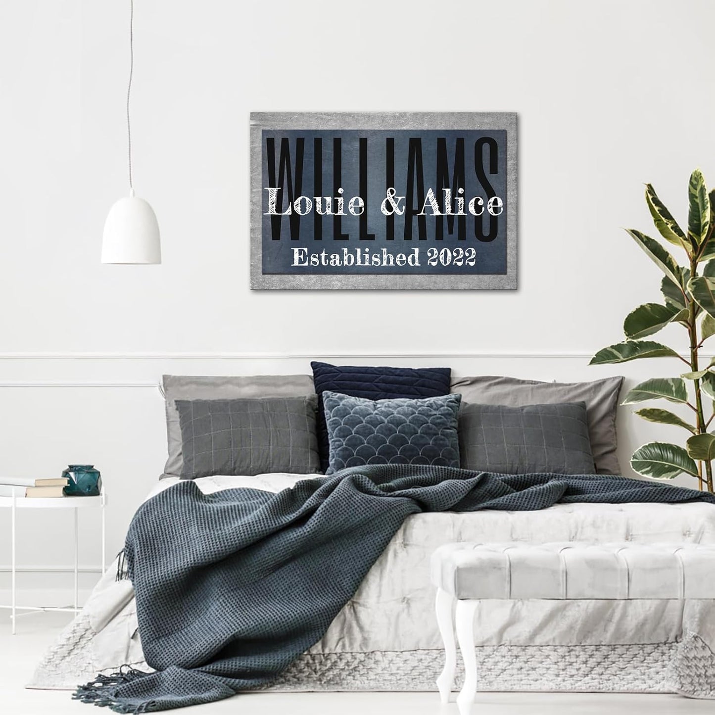 iLOOKLiKE Personalized Last Name Signs with Couple's Names Wall Art Custom Family Established Date Canvas Prints Framed Unique Wedding Anniversary Housewarming Gifts for Home Decor 24×36inch