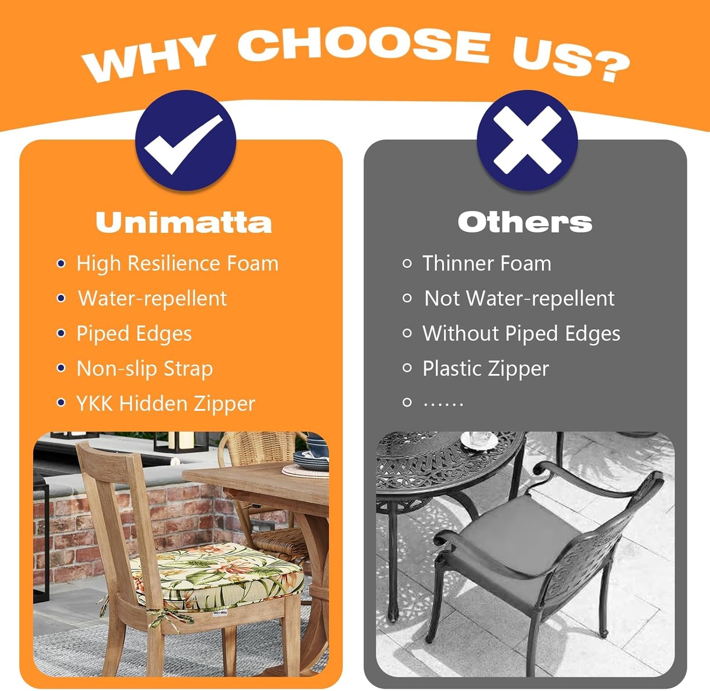 Round Corner Seat Cushions, 17" x 16" x 2", Set of 4, Indoor Outdoor Water Repellent Universal Chair Pads with Ties for Patio Furniture, Garden Deck Dining Chairs, Leaf and Flower