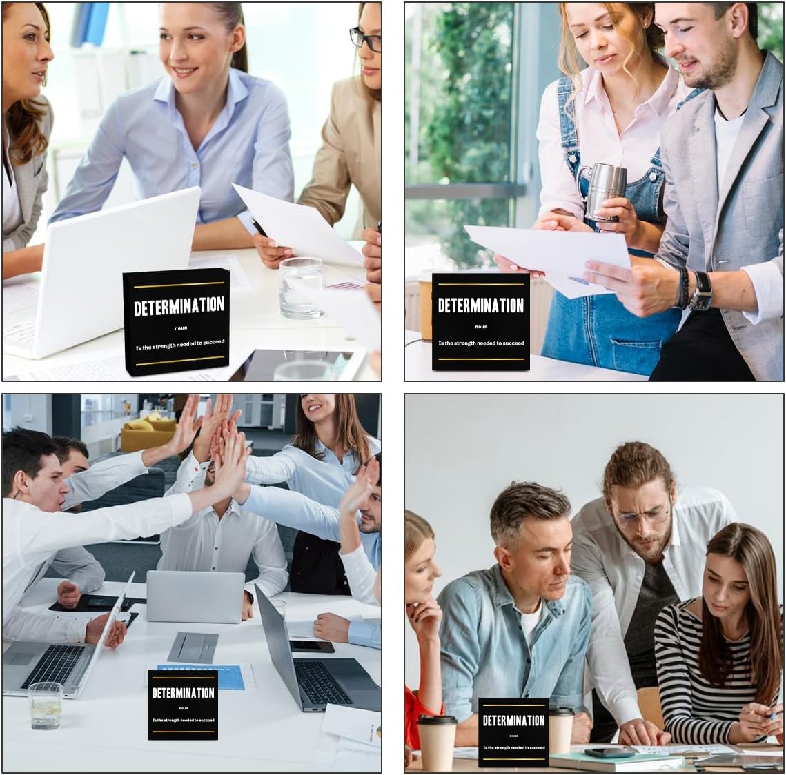 Determination Noun Entrepreneur Black Wooden Box Sign, Inspirational Office Decor Decorative Table Shelf Desk Decor, Rustic Workplace Farmhouse Home Bedroom Office Decorations Desk Accessories