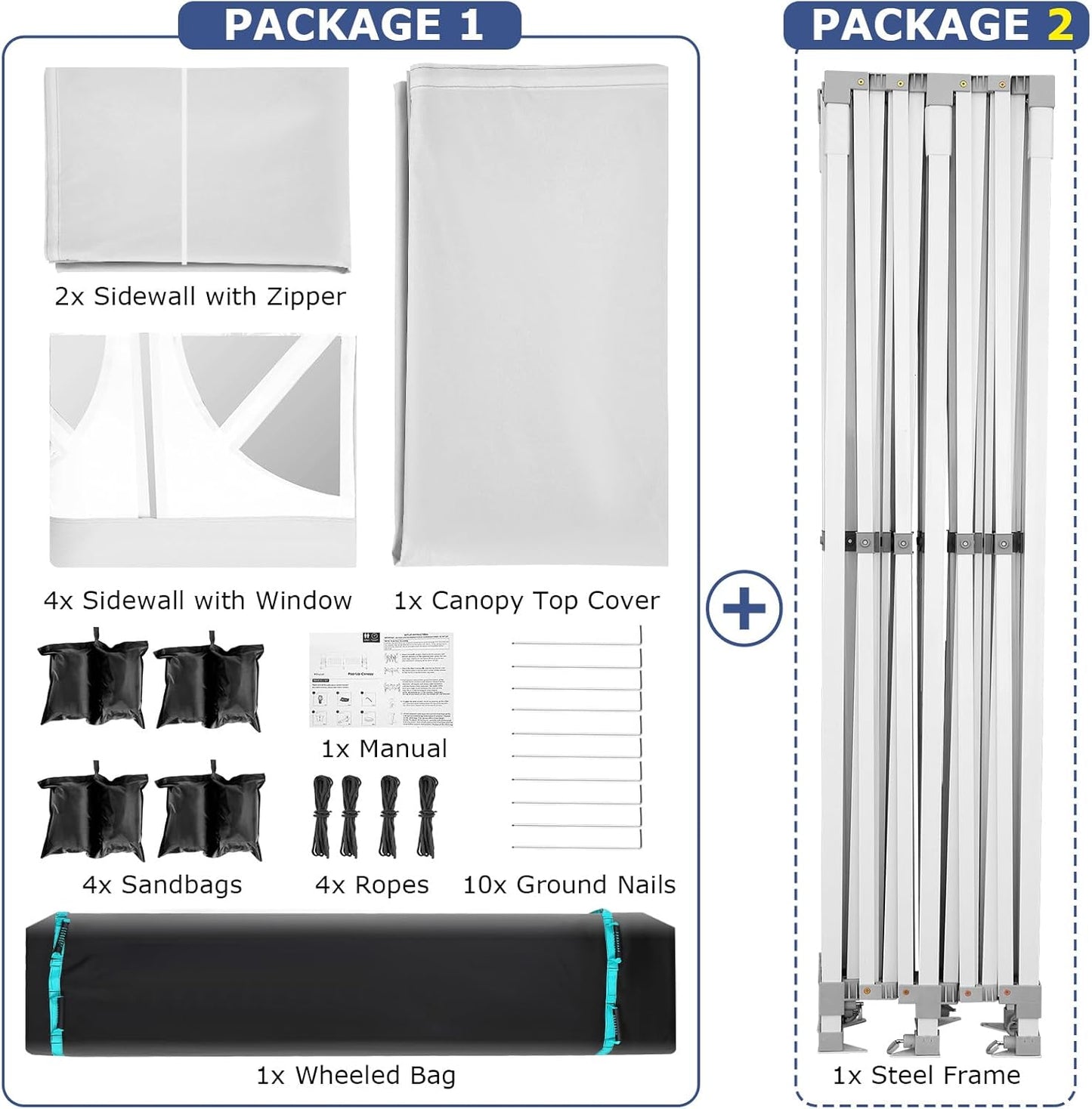 COBIZI 13x26 Pop up Canopy Heavy Duty with 6 Sidewalls, Easy Set-up Commercial Outdoor Party, 100% Waterproof Wedding Canopy Gazebo, 2 Height Adjustable with Wheeled Bag,White