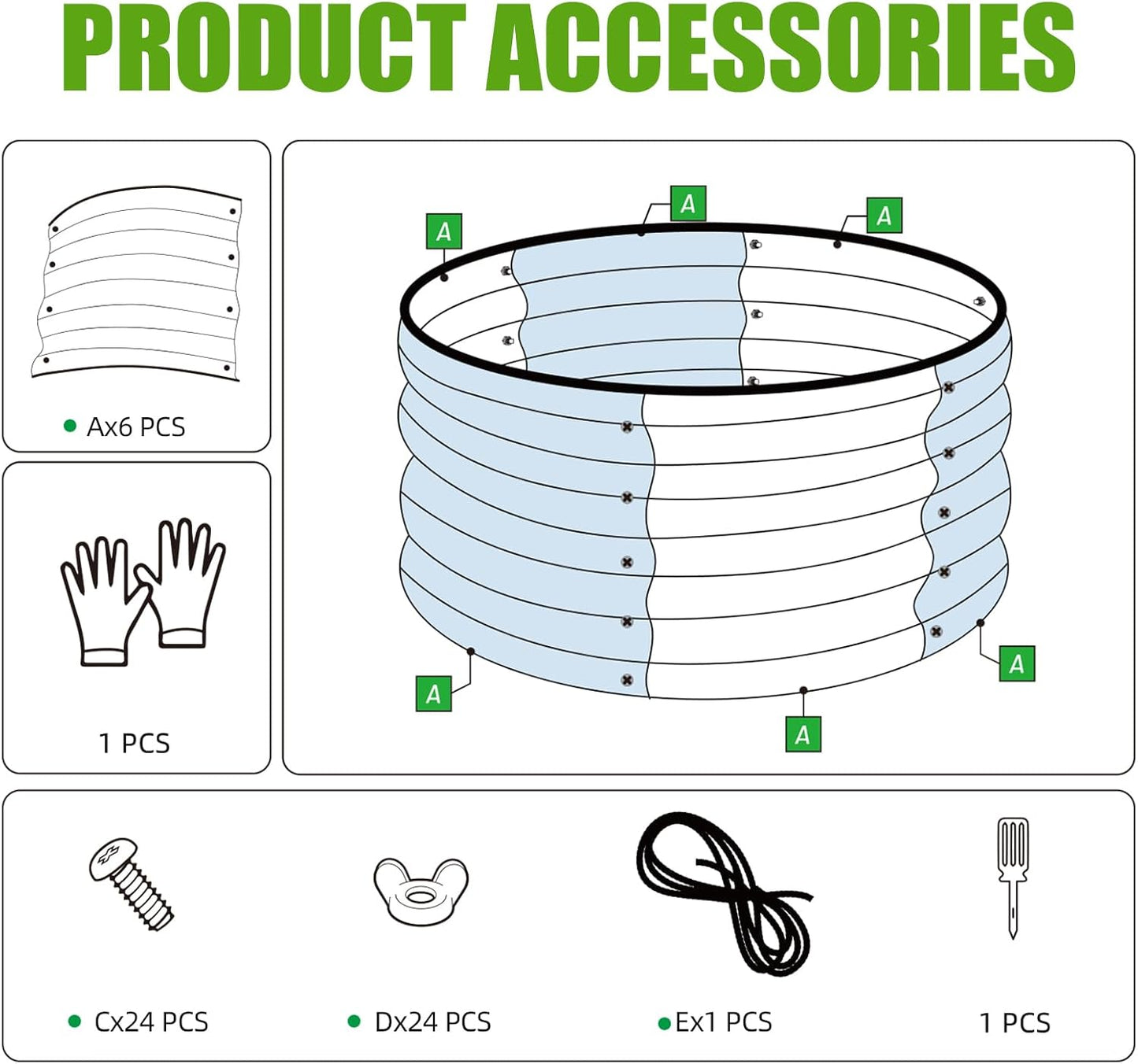SnugNiture 3 Pcs 2x2x1ft Round Galvanized Raised Garden Bed Kit Outdoor, Metal Planter Box for Planting Plants Vegetables, Brown