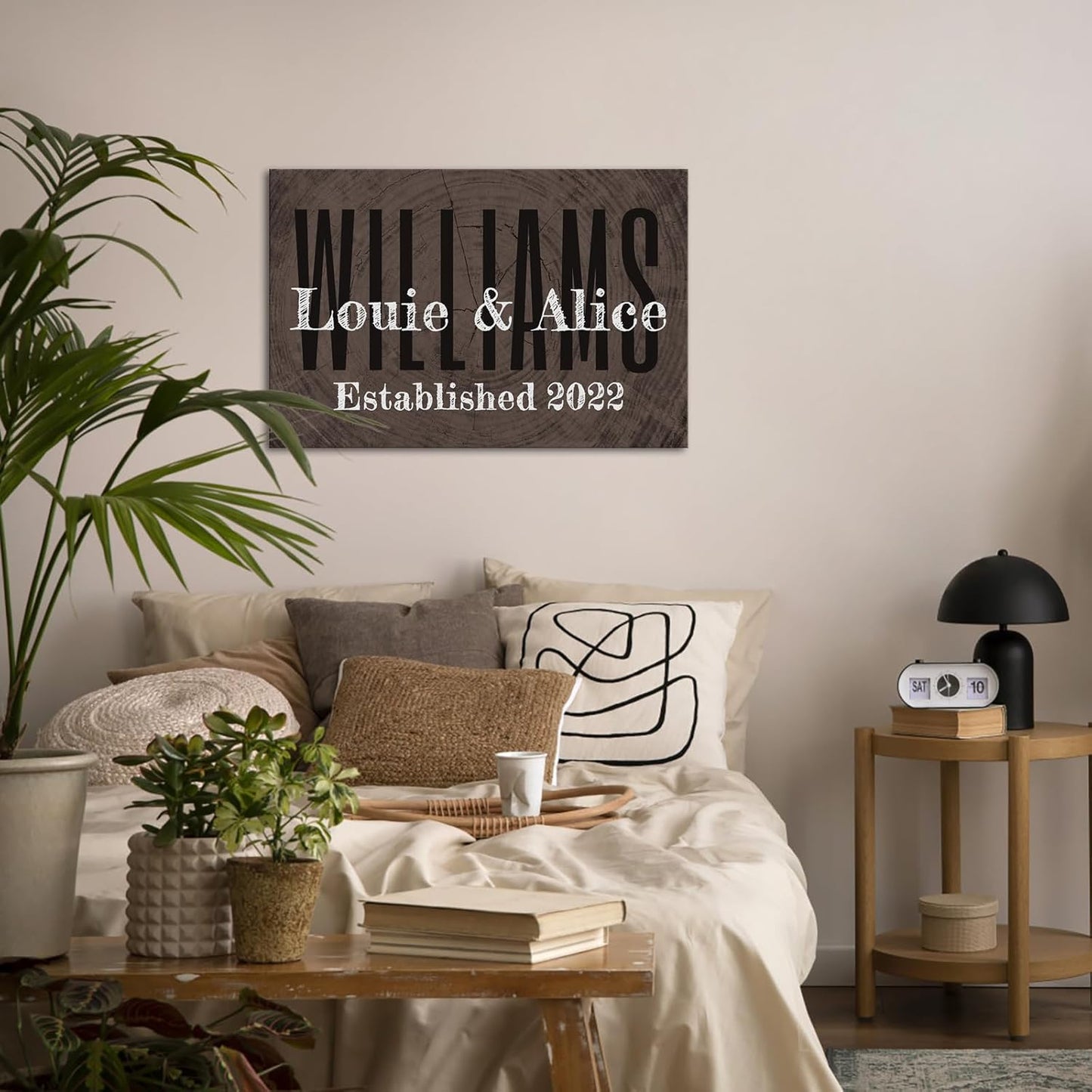 iLOOKLiKE Personalized Last Name Signs with Couple's Names Wall Art Custom Family Established Date Canvas Prints Framed Unique Wedding Anniversary Housewarming Gifts for Home Decor 16×24inch