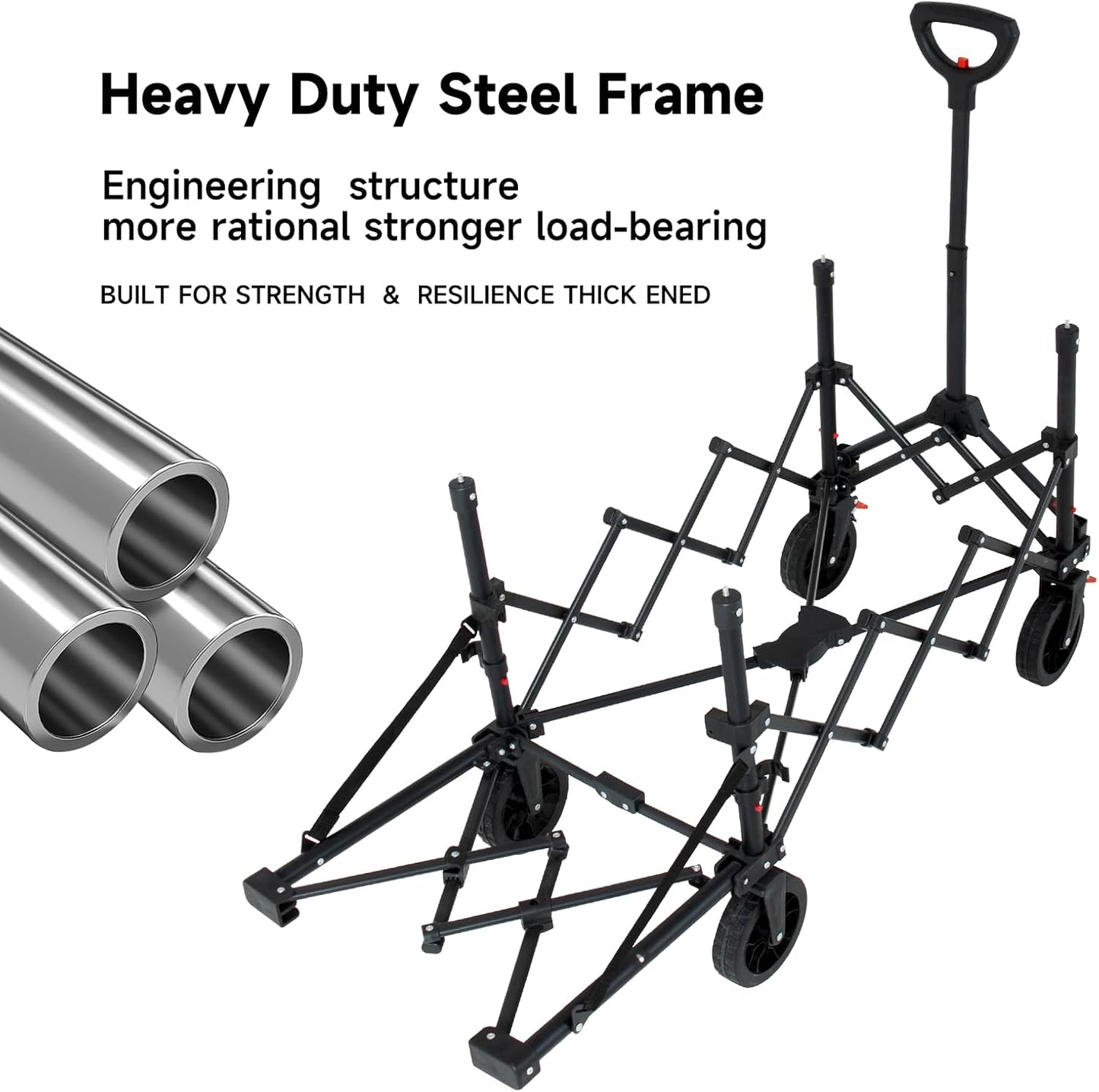 Collapsible Wagon Cart with Wheels Foldable,Folding Beach Wagons Carts Foldable for Grocery Shopping Camping Garden Fishing Sports