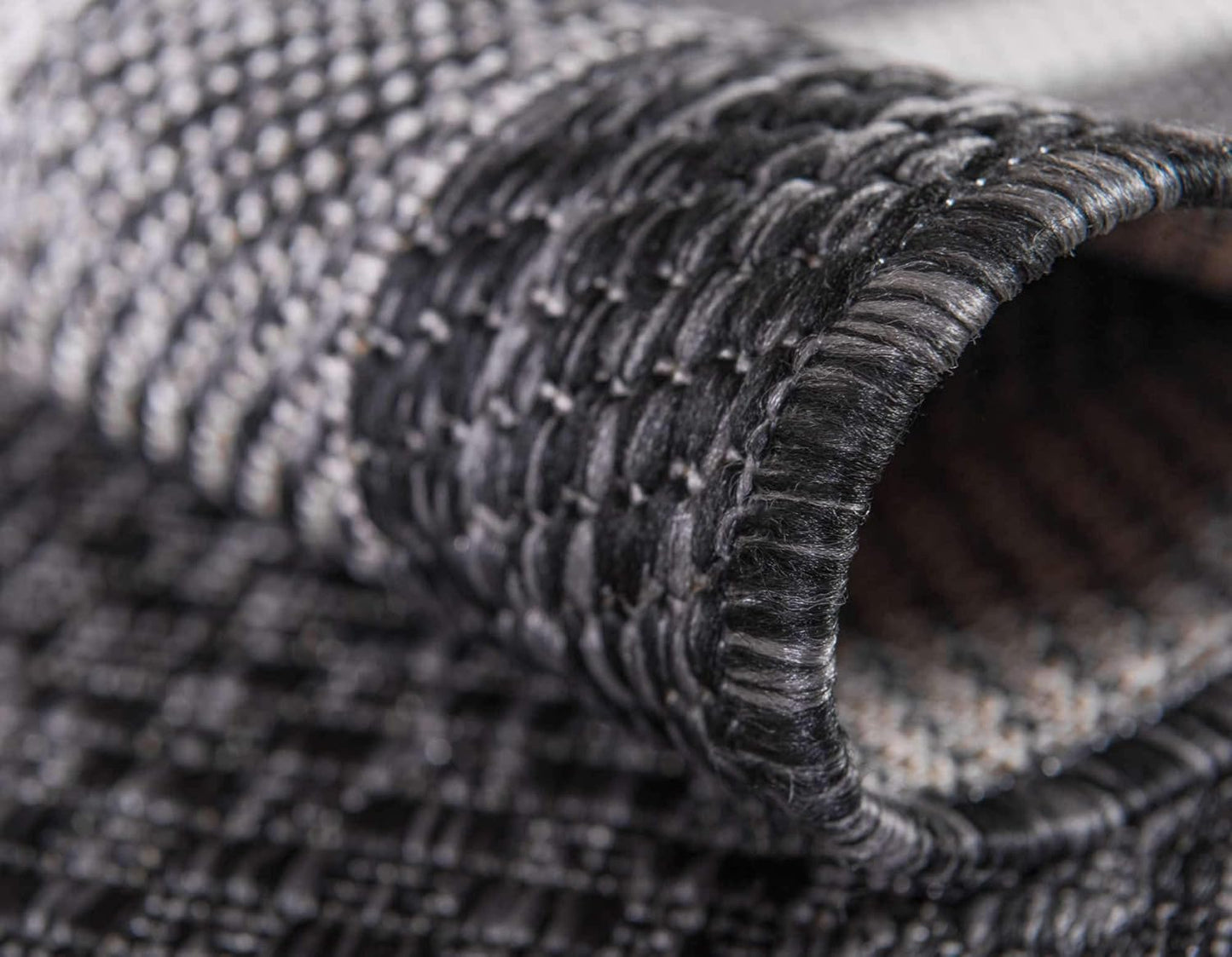 Unique Loom Outdoor Border Collection Area Rug - Soft Border (8' x 11' 4" Rectangle Black/Ivory)