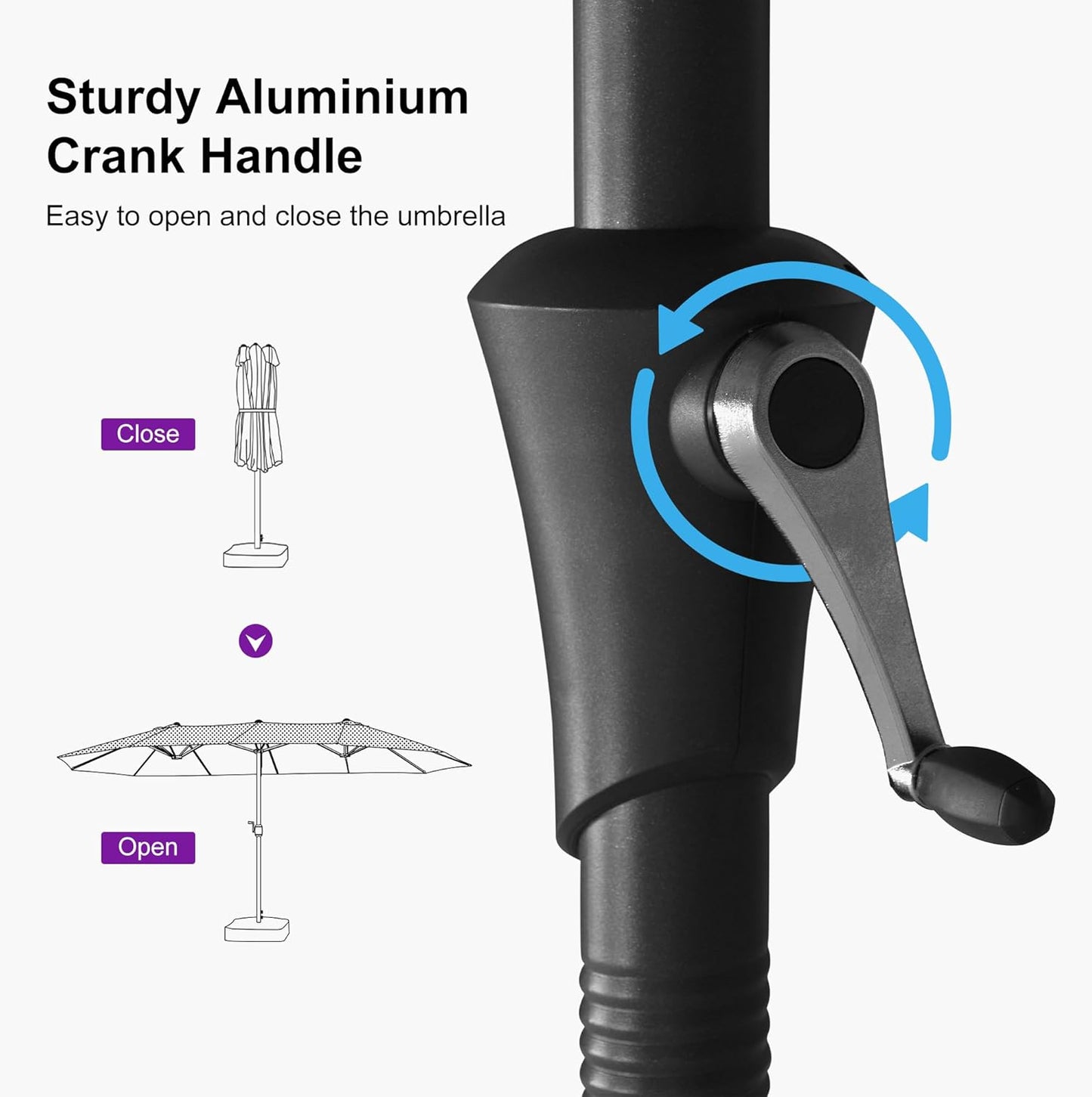 PURPLE LEAF 15ft Patio Market Umbrella with Base Included Double-Sided Rectangle Outdoor Umbrella Table Umbrella with Crank for Pool Garden Deck, Taupe