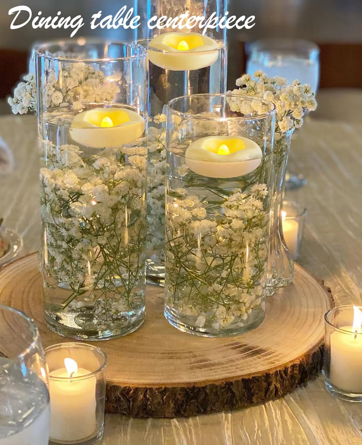 12x 2”Floating Candle, 200 Hour Water Activated Warm White Battery Powered Flameless LED Floating Candle Floating for centerpieces/Bathtub/Pool/Fountain