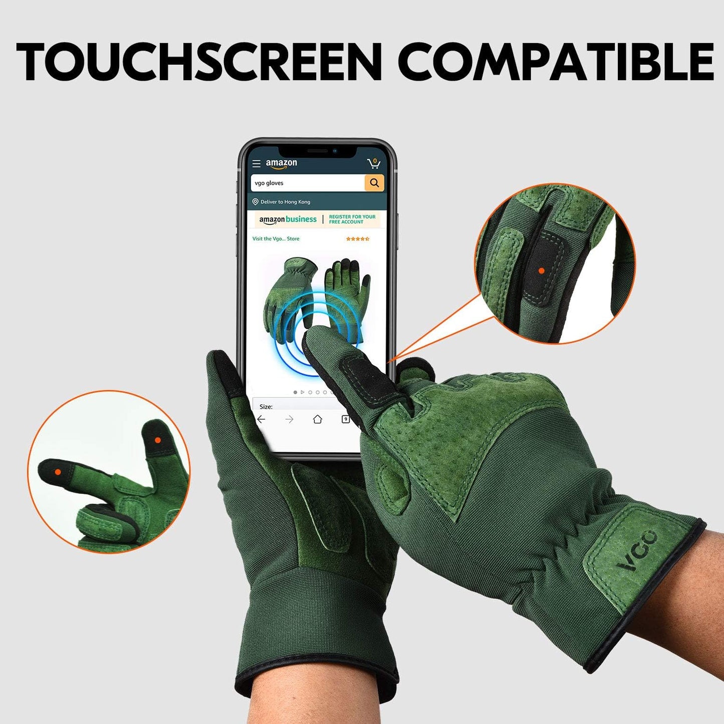 Vgo... Garden Gloves for Women,Puncture-proof,Thornproof,Women's Safety Work Gloves for Weeding, Digging, Raking, Pruning and Planting,Touchscreen,Synthetic Leather(XL, Green, SL7471)