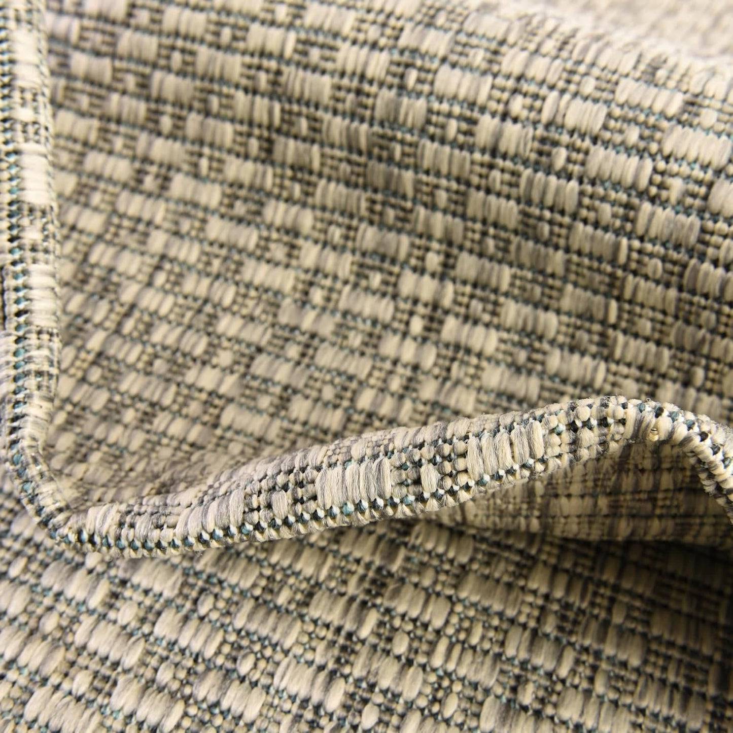 Unique Loom Collection Casual Transitional Solid Heathered Indoor/Outdoor Flatweave Area Rug (8' Square, Light Gray/Ivory)