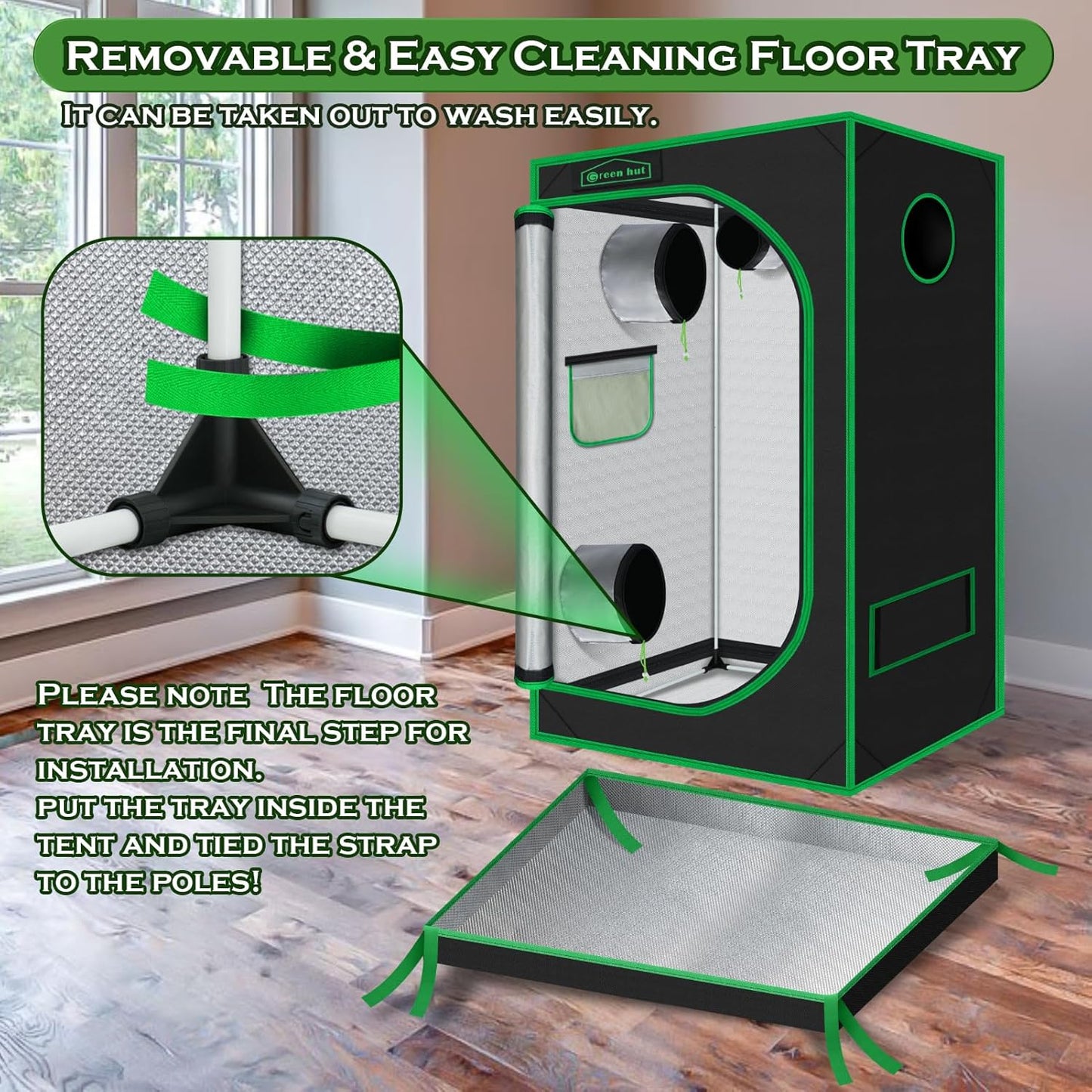 Indoor Grow Tent for Plants 36"x60"x78" Mylar Hydroponic Grow Tents Indoor Grow Room for Plant Fruit Flower Veg with Removable Waterproof Floor Tray