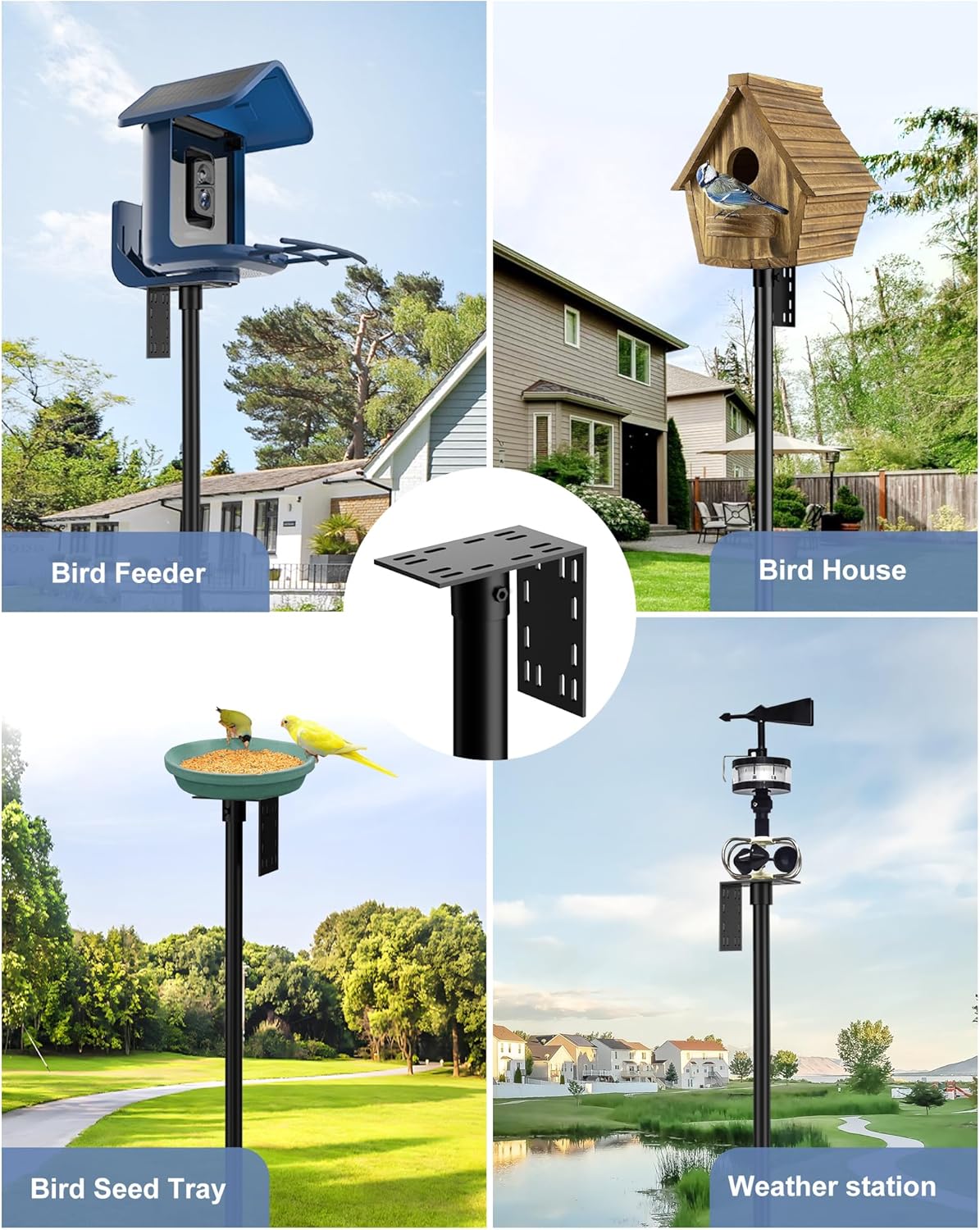 Bird Feeder Pole Stand – 74.5 Inch Height Feeding Station with 1-Inch Dia Heavy Duty for Hanging Feeders, Bird House Pole Mount Kit for Outdoor, Slip-Fit Connection