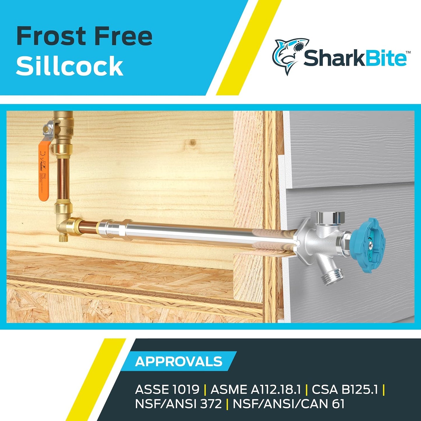 SharkBite 10 Inch Frost Free Sillcock, 1/2 x 3/4 Inch MHT, Push to Connect Brass Plumbing Fitting, PEX Pipe, Copper, CPVC, PE-RT, HDPE, 24629LF