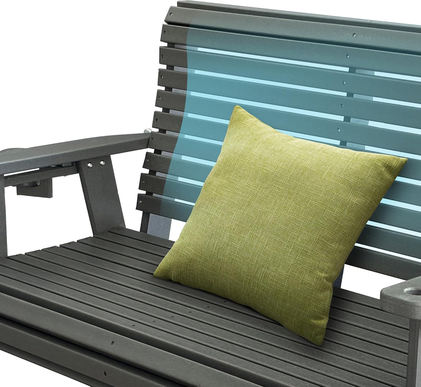 HDPE Porch Swing with 18/8 Stainless Steel Bolts, Ergonomic Design, Ultra Weather-Resistant, Heavy Duty 1200 LBS, for Outdoor Patio Garden Yard (Gray)