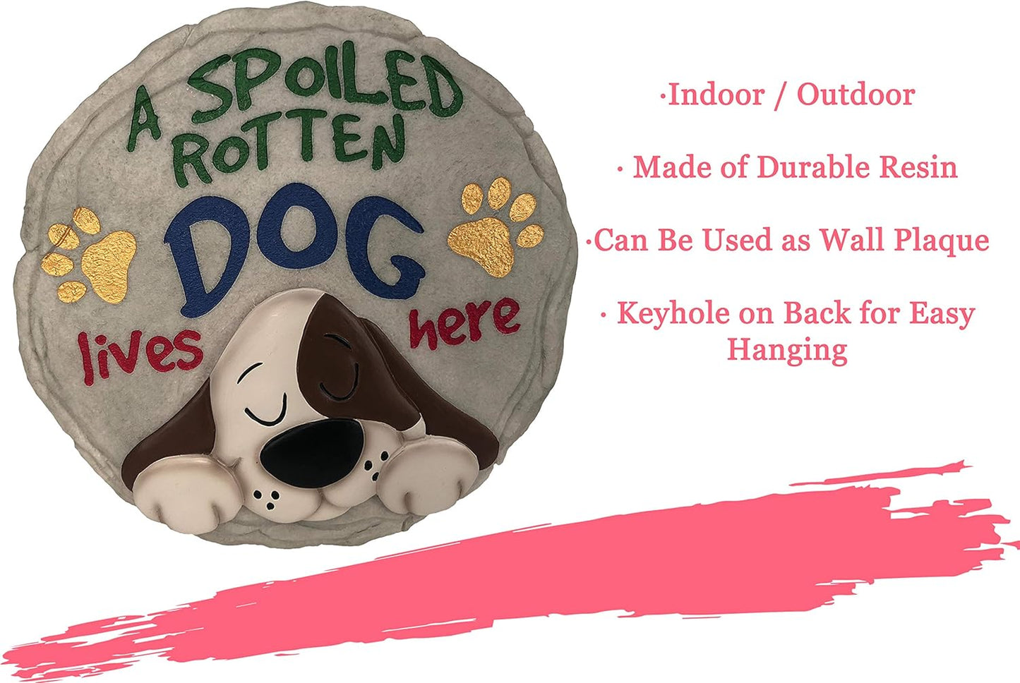 Spoontiques - Garden Décor - Spoiled Rotten Dog Stepping Stone - Decorative Stone for Garden