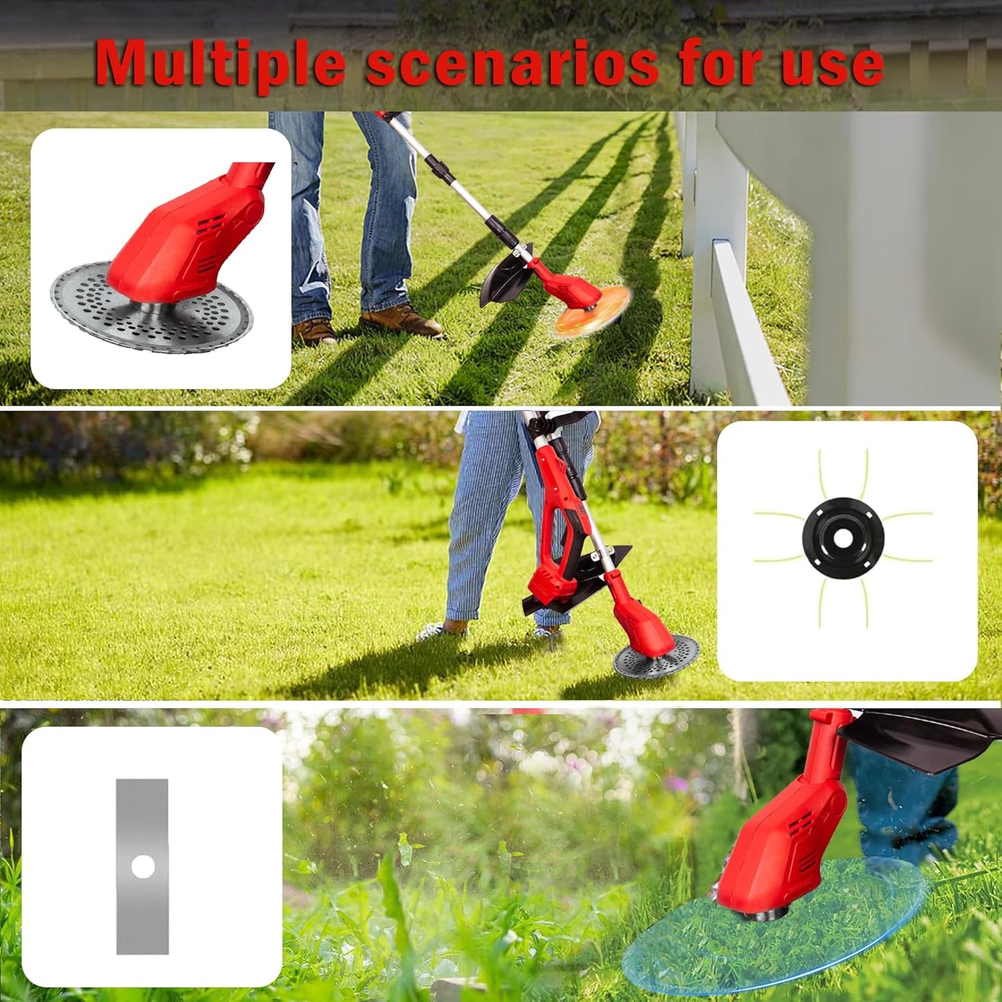 Cordless String Trimmer Compatible with Milwaukee 18V Batteries,Folding 3 in 1 Electric Weed Wacker with Brushless Motor,8 INCH Electric Weed Wacker/Edger Trimmer for Lawn,Garden,Yard(Tool Only)