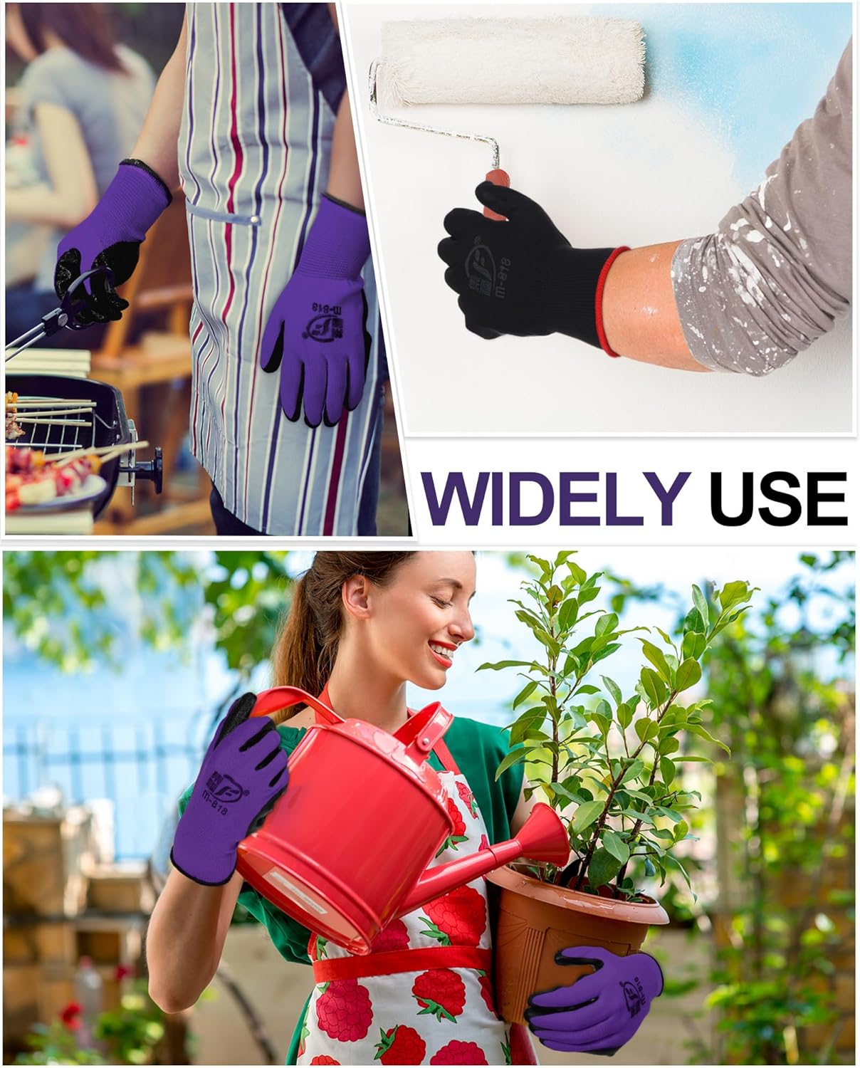 Nuogo 48 Pairs Gardening Gloves for Men Women Rubber Coated Safety Work Gloves Bulk for Gardening Construction Work