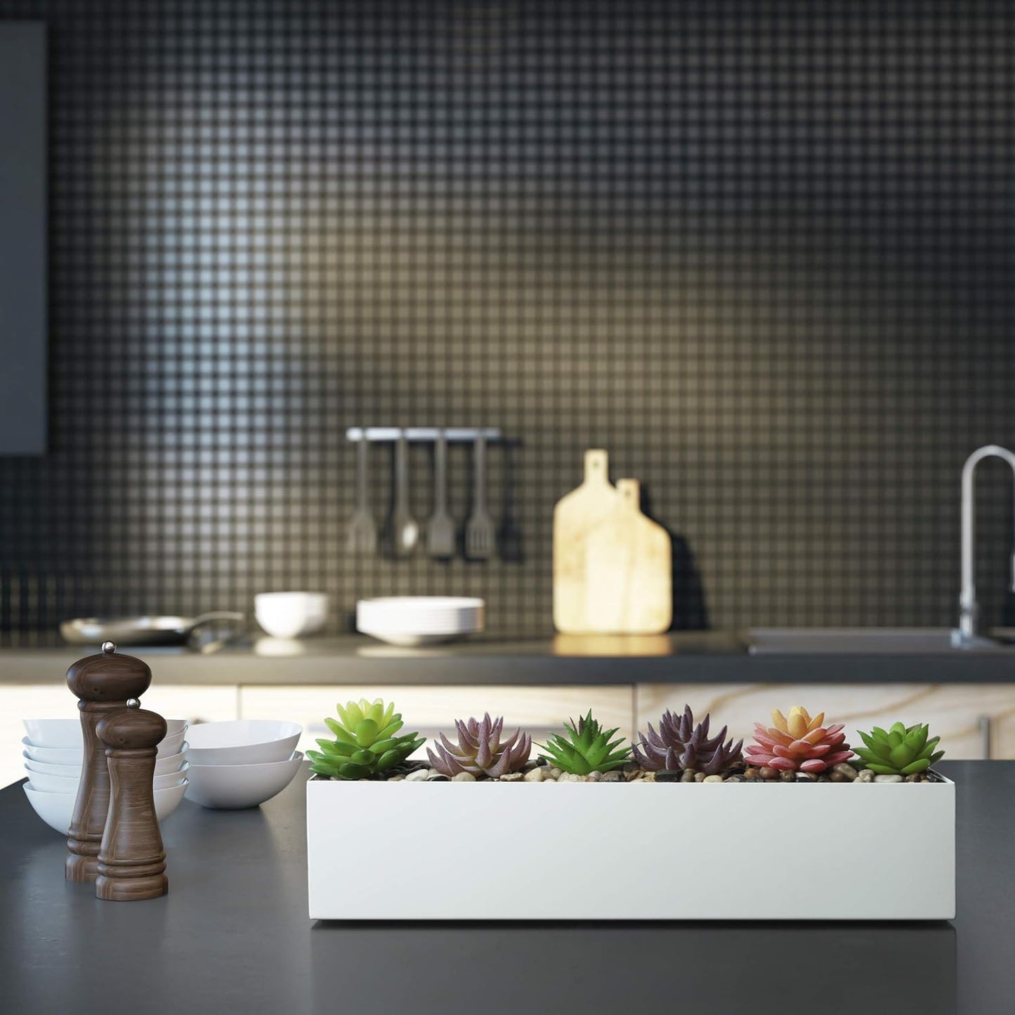 DR&Co Modern White Rectangle Planter Box, 16" Metal Planter Perfect for Succulent, Narrow Box for Table or Window Sill, Rectangular Stainless Steel Long