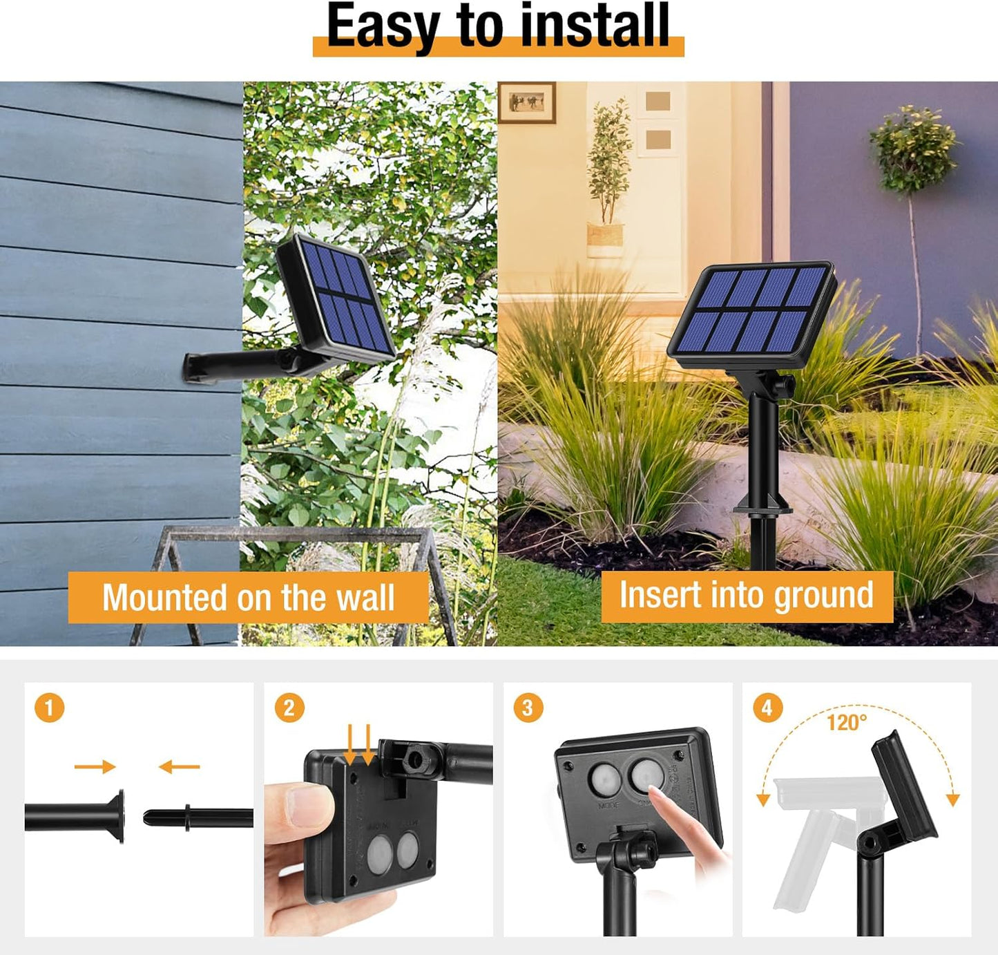 2 Pack Solar String Lights Outdoor - 160LED 66FT Halloween Solar Fairy Lights Outside Waterproof, 8 Modes Purple Solar Powered Twinkle Lighting Decorations for Tree Garden Yard Spooky Patio Party