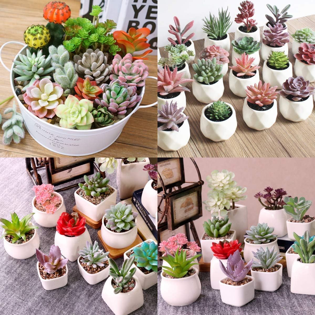 Augshy Artificial Succulents, 16 Pack Fake Succulents Plants Artificial Small Fake Plants Faux Succulents Unpotted for Lotus Landscape Decorative Garden Arrangement Decor