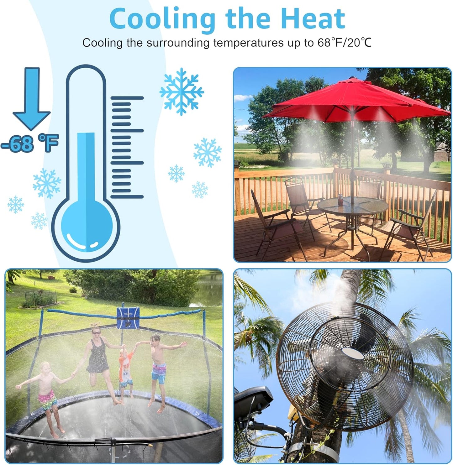 Bonviee Misters for Outside Patio, 26FT (8M) Patio Misting System, Outdoor Misters for Patio Cooling, 7 Brass Mist Nozzles, 3/4" Adapter, DIY Water Misters for Cooling Outdoor Garden Greenhouse