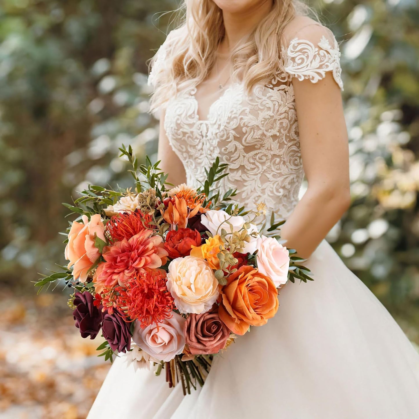 AGIRL Artificial Flowers Combo Silk Mix Purple Fake Flower with Stems for DIY Wedding Bouquets Centerpieces Arrangements Table Chair Decor Baby Shower Home Decor (Terracotta)