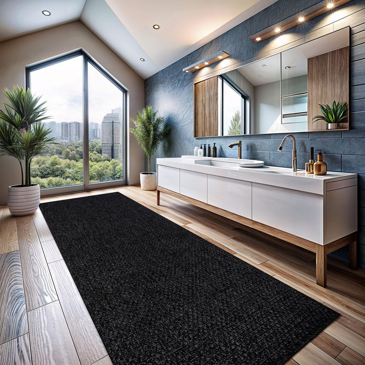 CAMILSON Easy Jute Rug 2x3, Indoor Outdoor Dark Gray Color Farmhouse Area Rugs for Living Room and Kitchen Rug, Solid Boho Woven Design, Easy-Cleaning, Washable Outside Carpet Alfombras (2 x 3)