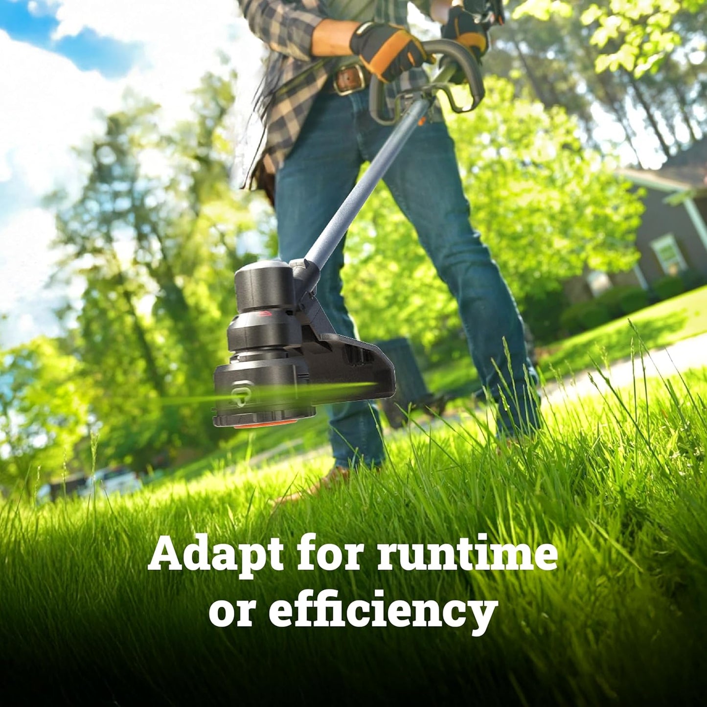 WORX Cordless String Trimmer, 20V 13''-15'' Weed Wracker with Brushless Motor 2.0, 21 cc Gas Equivalent, Quick-Line Reloading, Tool Only