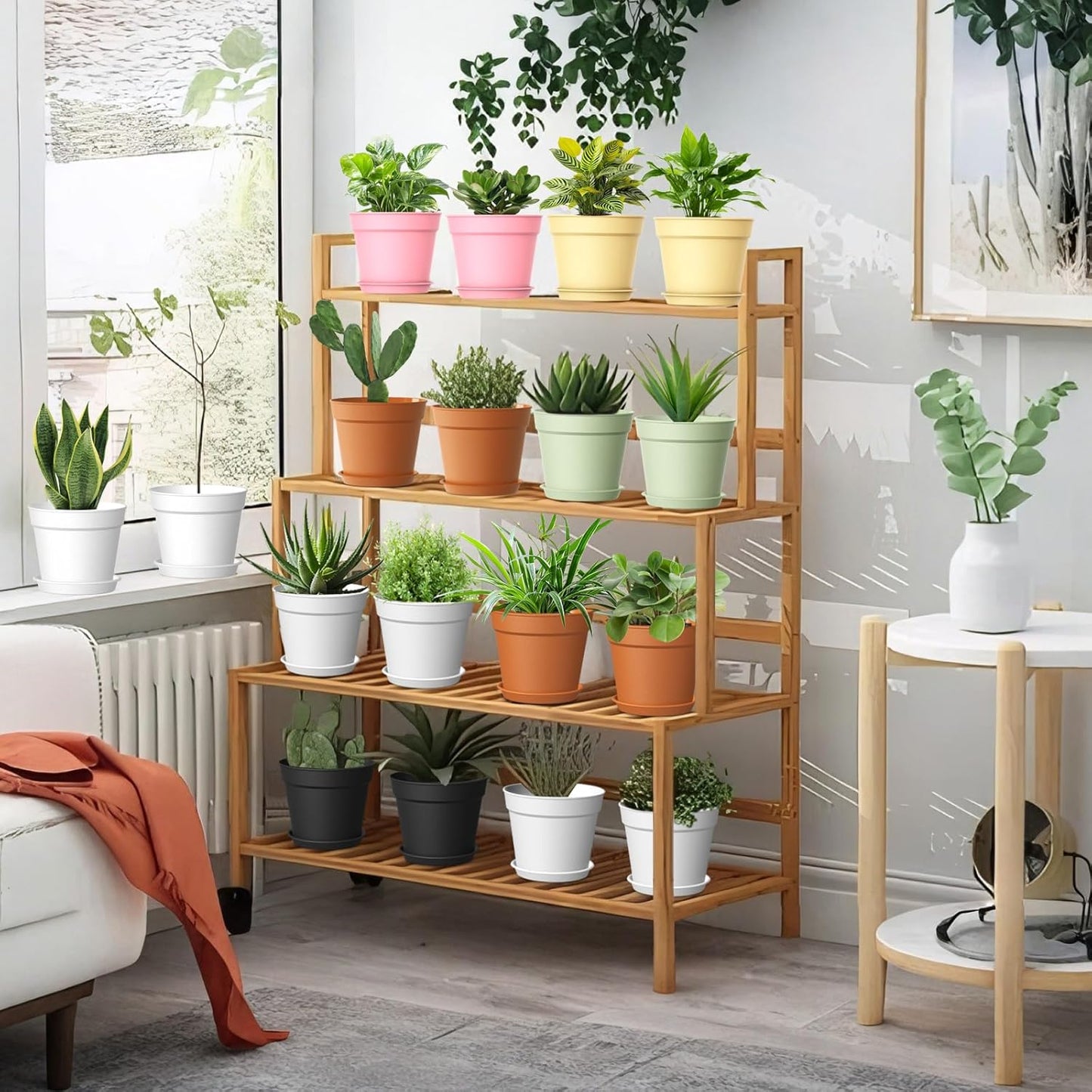 20 Pack 6 Inch Plant Pots with Drainage and Saucers, Black Plastic Flower Pots for Indoor and Outdoor Plants, Stackable Nursery Planters for Houseplants and Herbs, Black