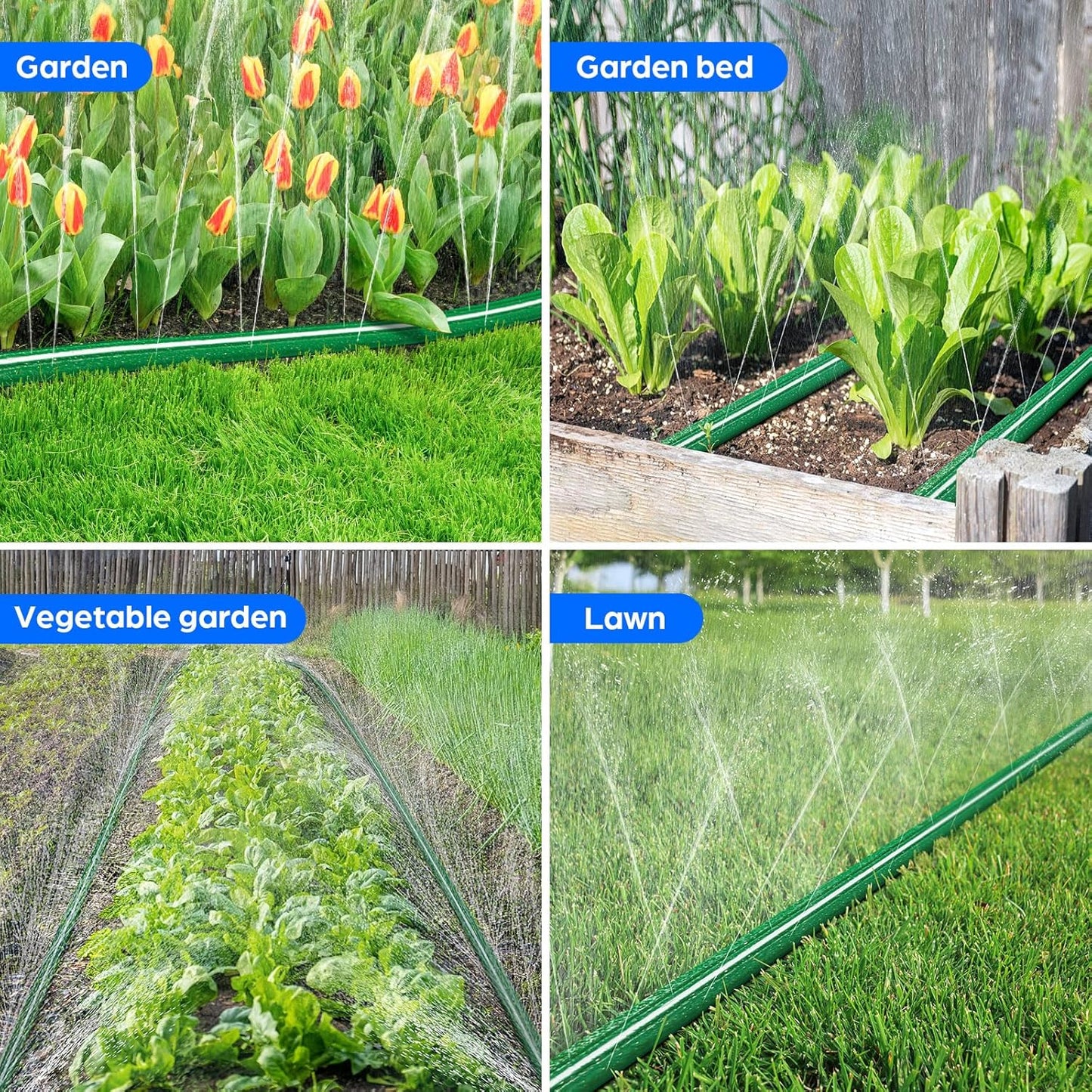 Jin&Bao Sprinkler Hose with Holes 15FT, Heavy Duty Watering Garden Hose, High-Efficiency Sprinklers System for Lawn and Garden with Staples