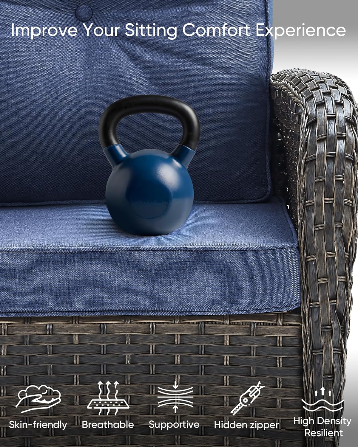 HUMMUH 7-Piece Outdoor Patio Furniture with Fire Pit Set,Wicker Patio Sofa Set Outdoor Rocking Chairs with Ottomans for Backyard,Poolside,Deck