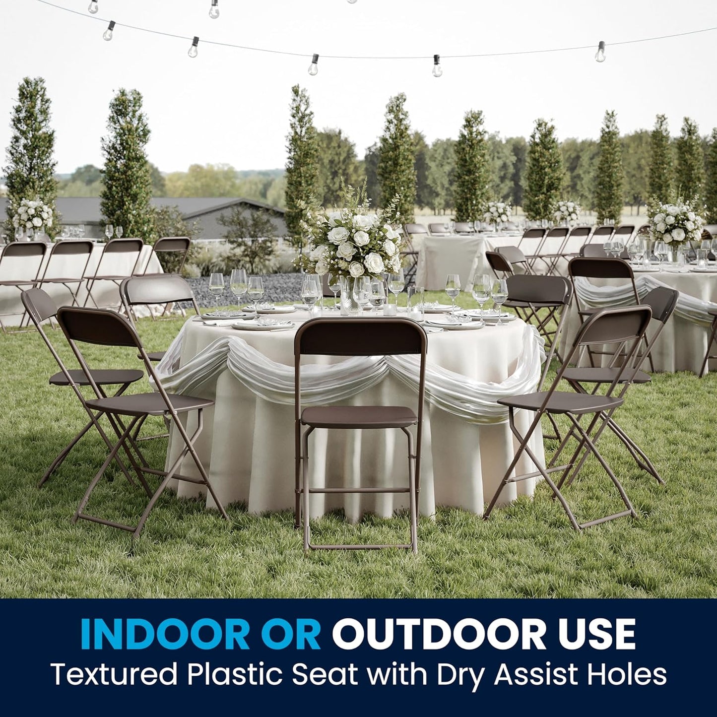 Flash Furniture Hercules Series Plastic Folding Chair - Brown - 4 Pack 650LB Weight Capacity Comfortable Event Chair-Lightweight Folding Chair