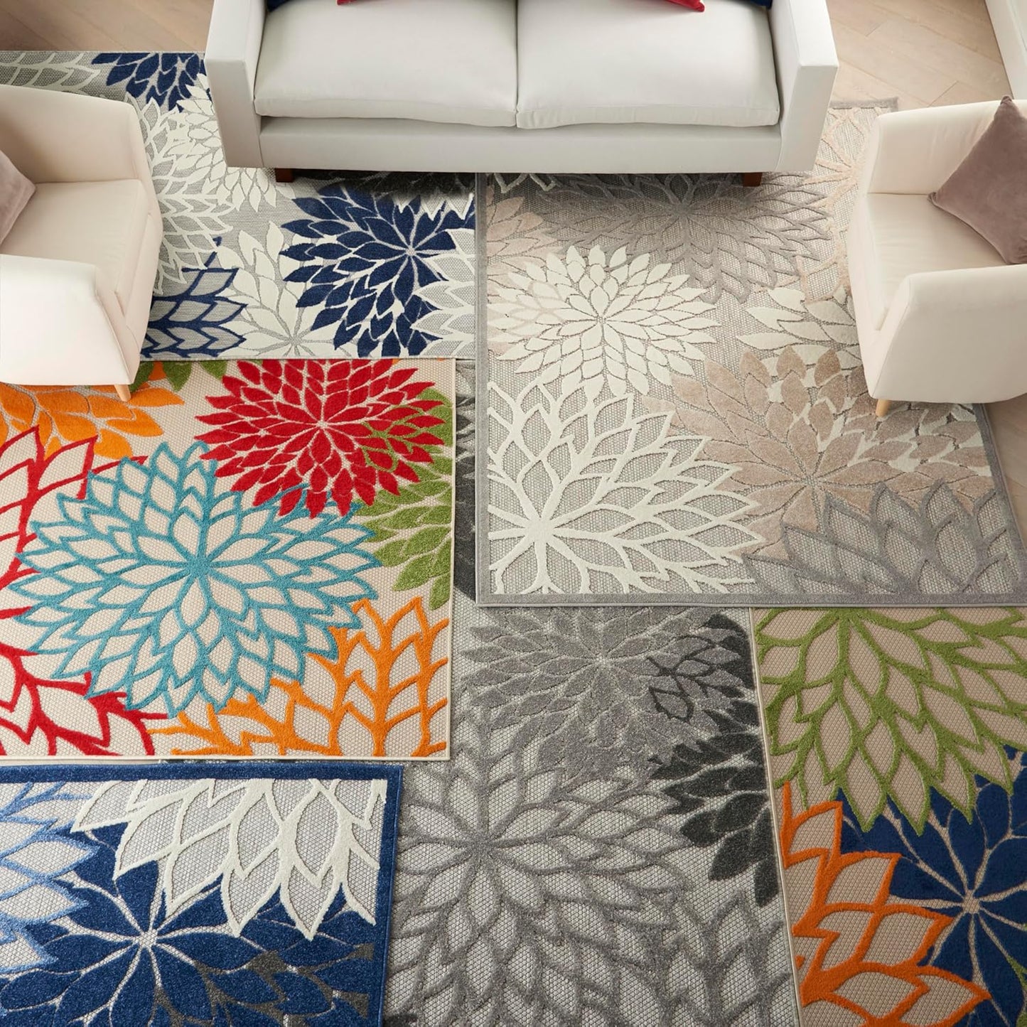 Nourison Home Aloha 94" x 126" Fabric Indoor/Outdoor Rug in Multi-Color